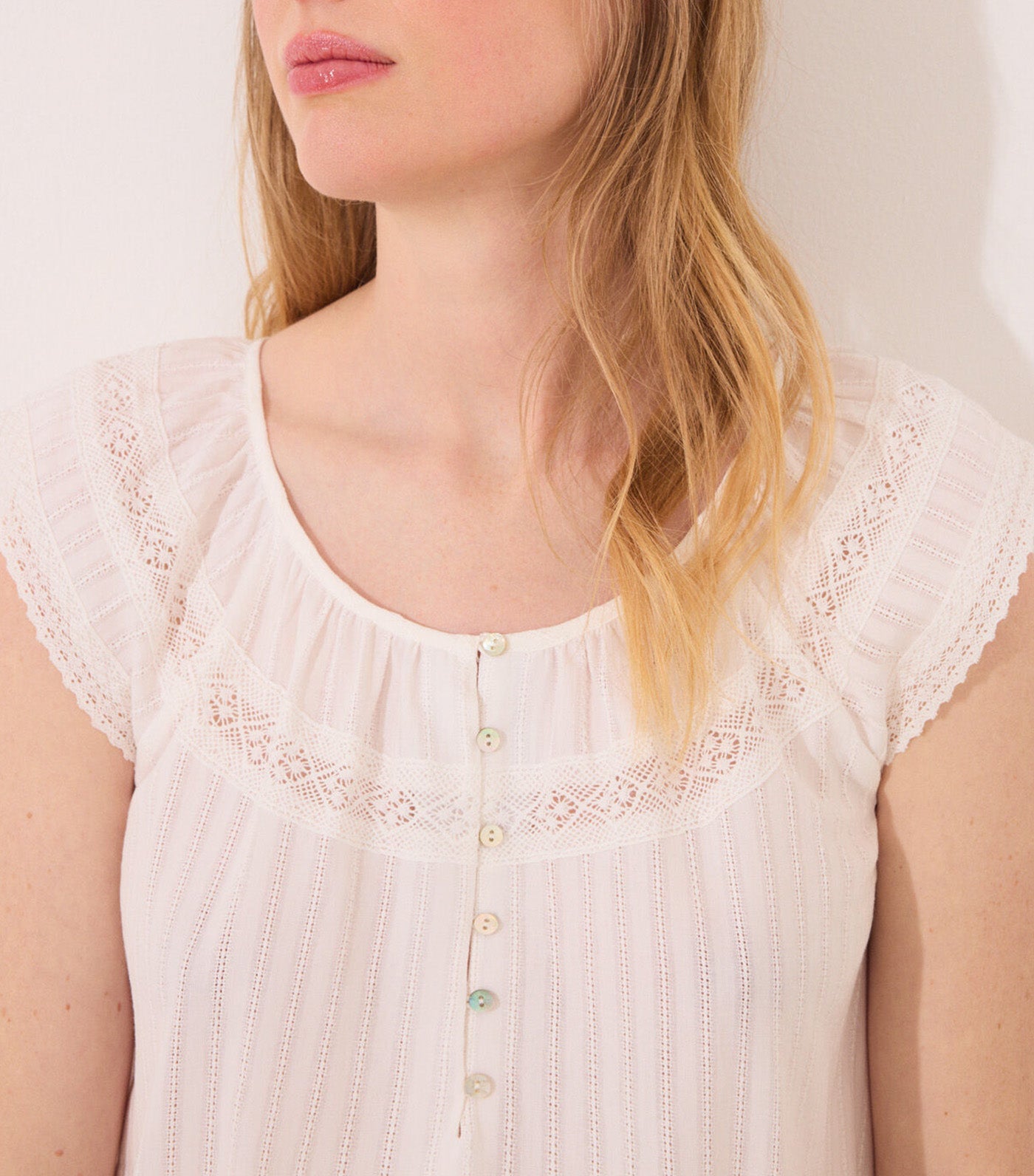 Short Maternity Nightgown Ivory