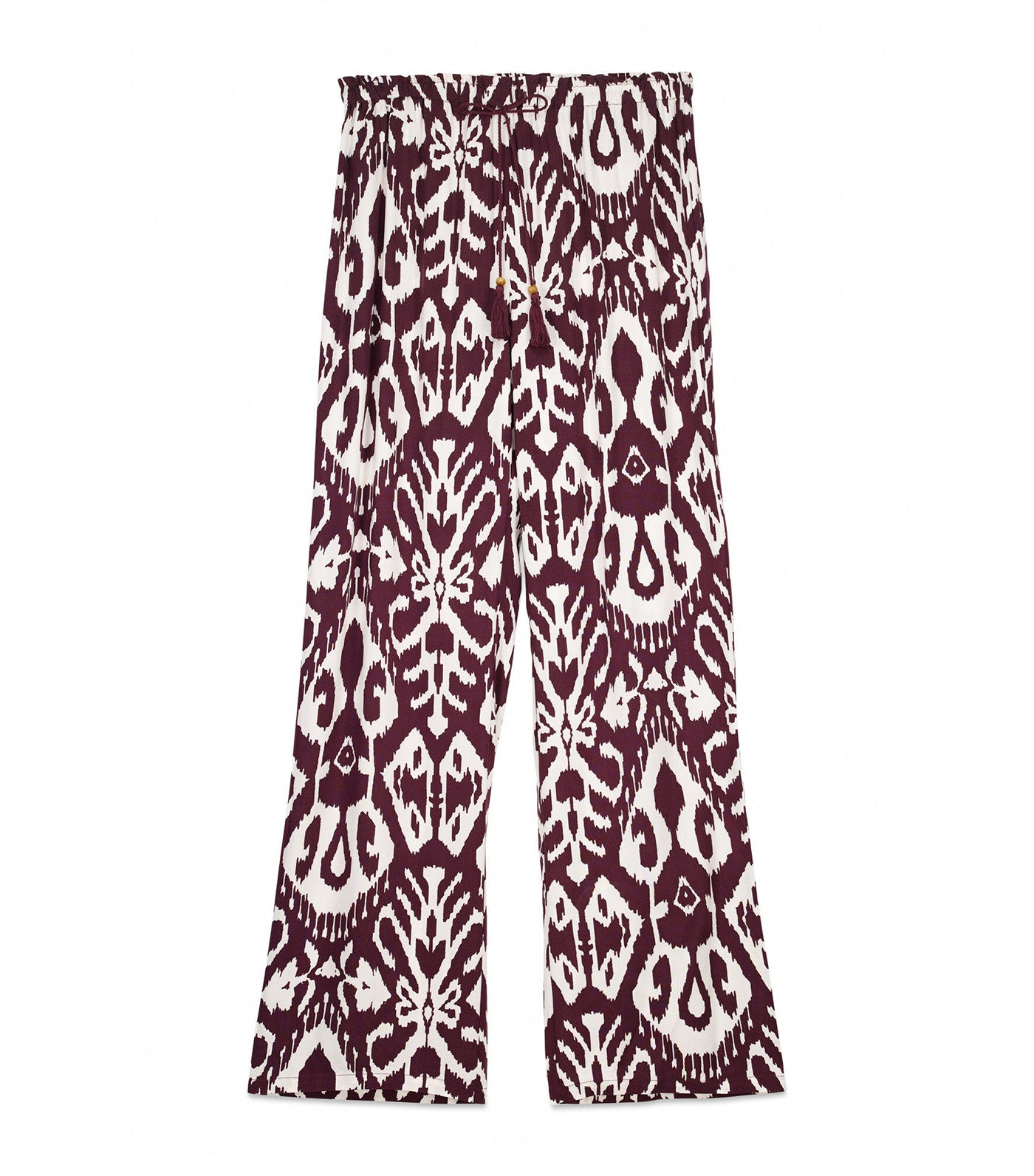 Long Viscose Trouser with Floral Print Red