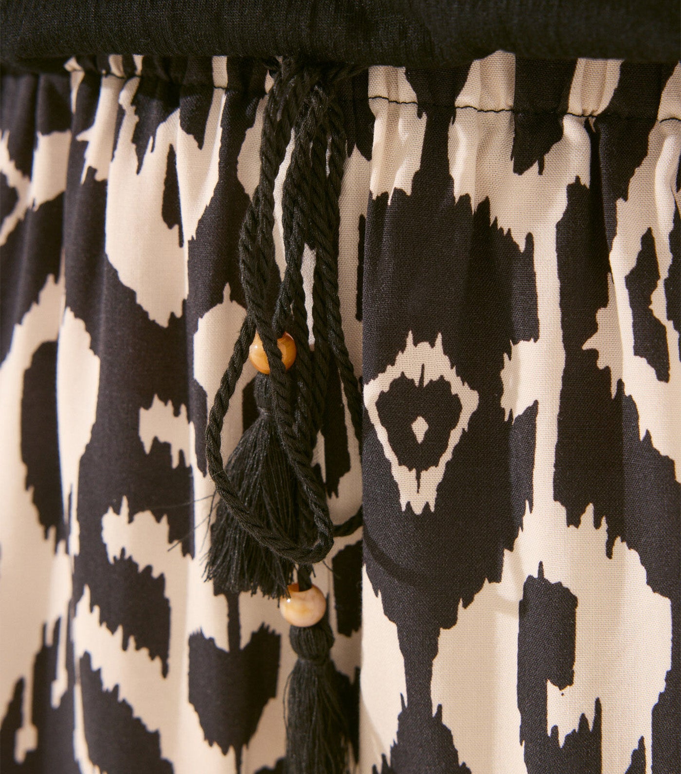 Viscose Trouser with Ikat Print Black