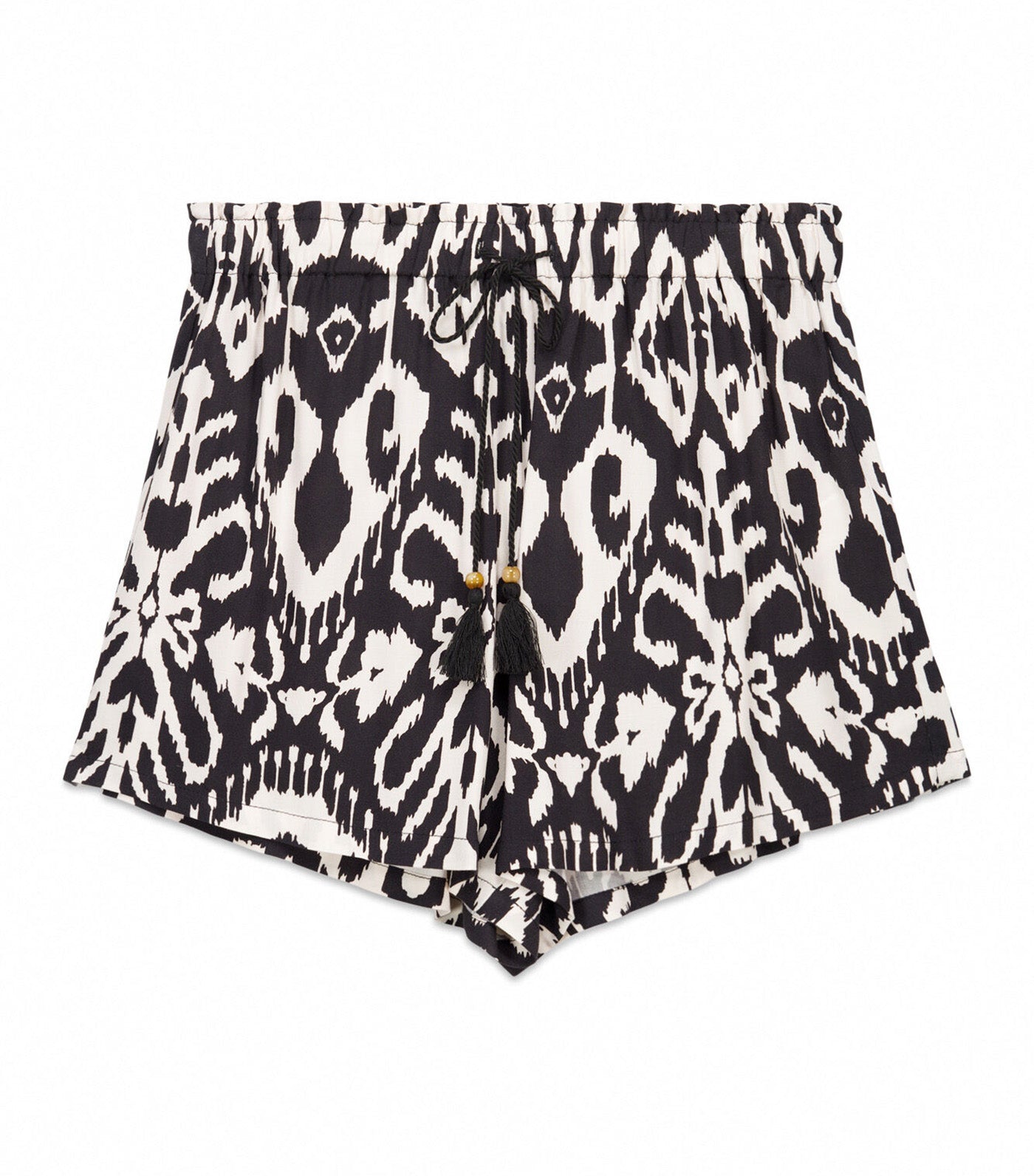 Viscose Trouser with Ikat Print Black