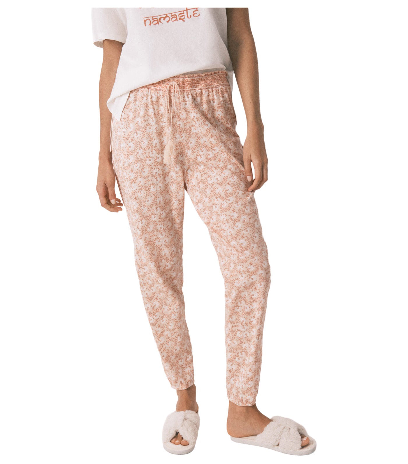 Skinny Trousers Flowers Orange