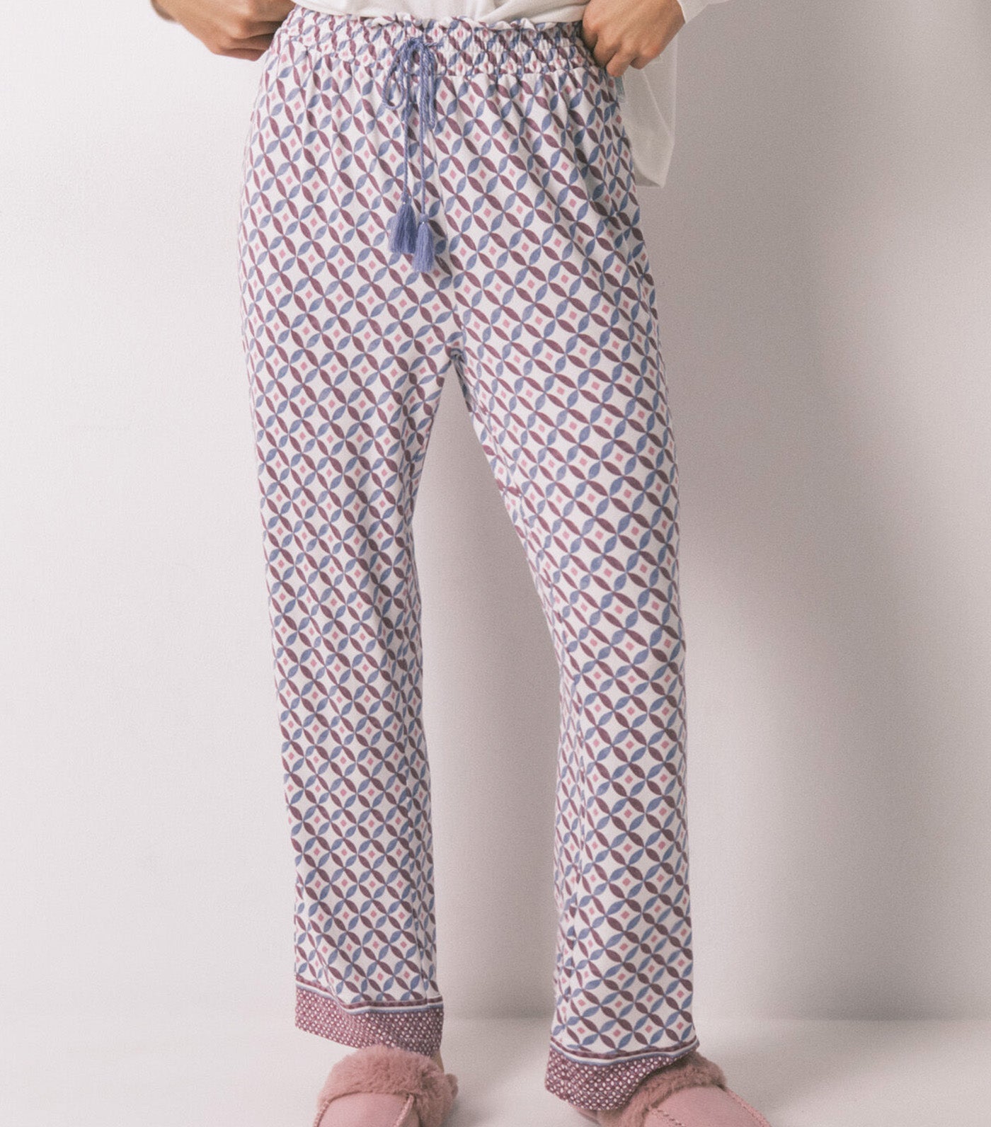 Women'secret Long Wide-Legged Soft-Jersey-Knit Trouser Blue 