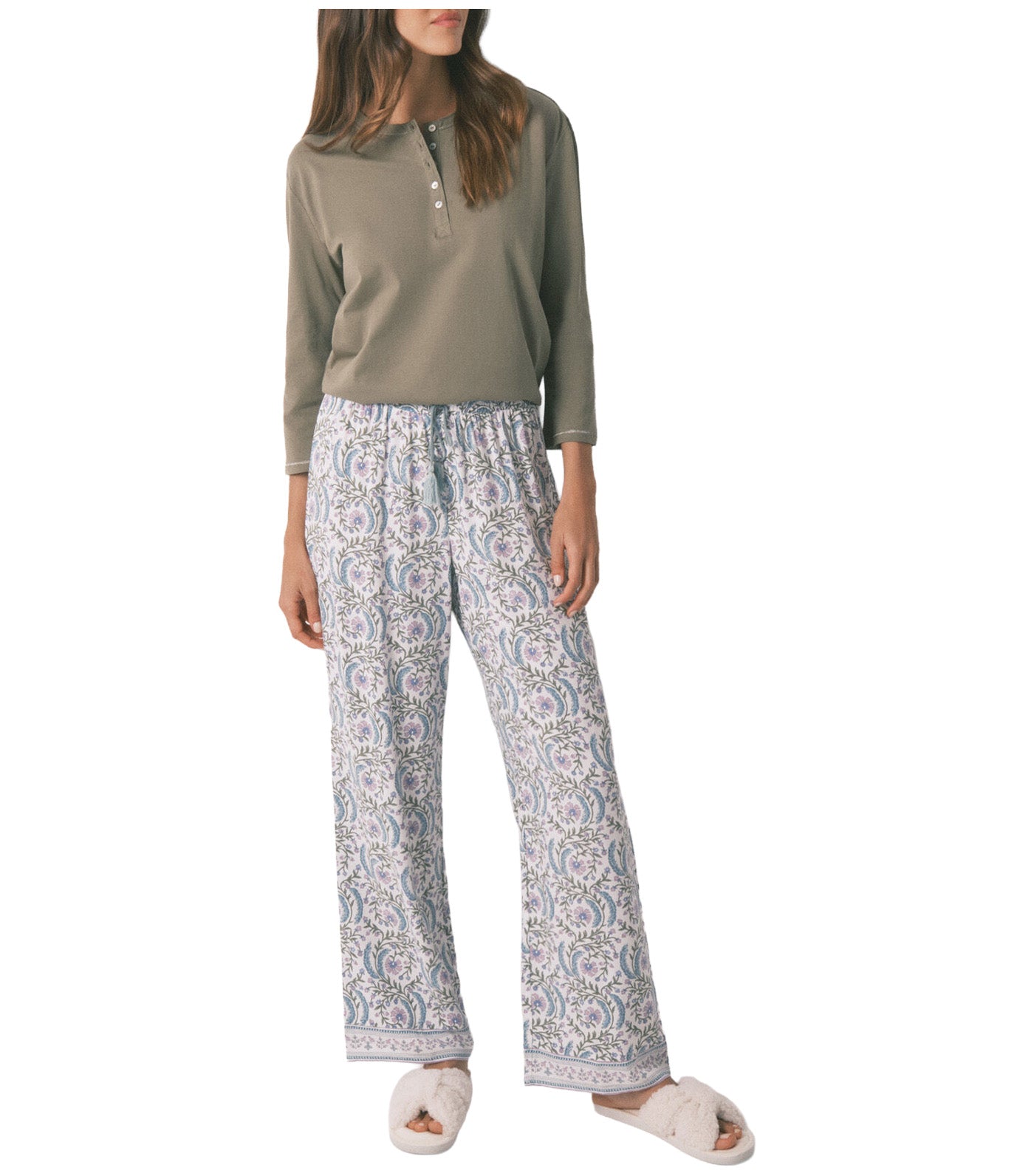 Long Viscose Flower Print Trouser