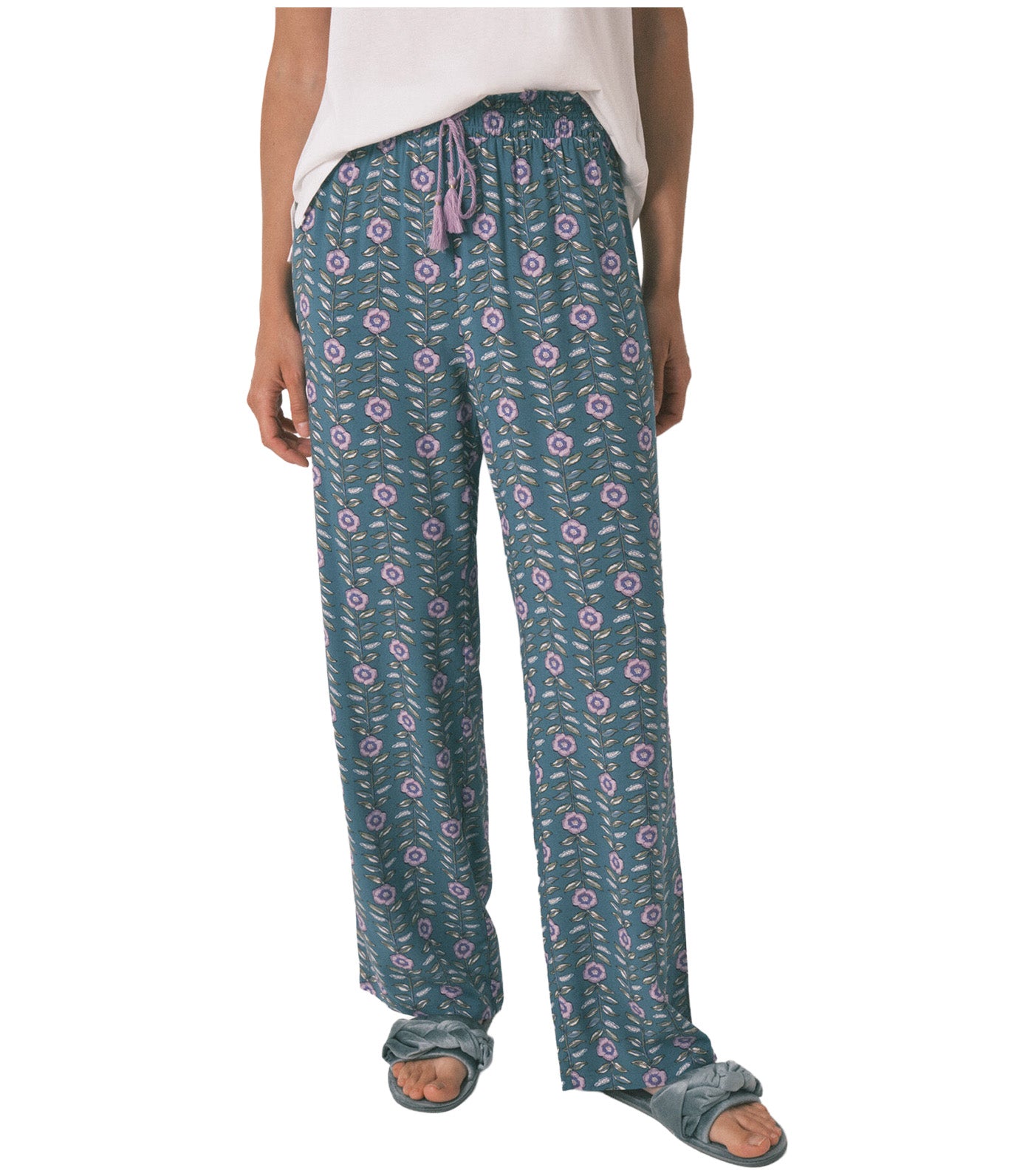 Long Viscose Flower Print Trouser