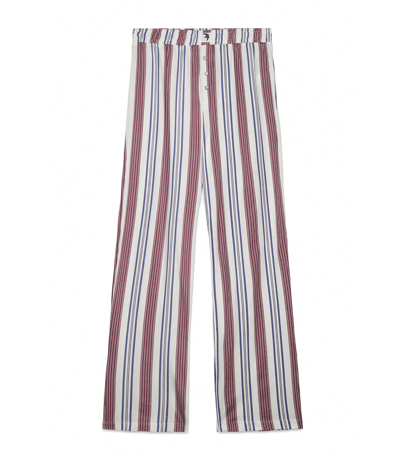Cotton Striped Long Trousers Maroon