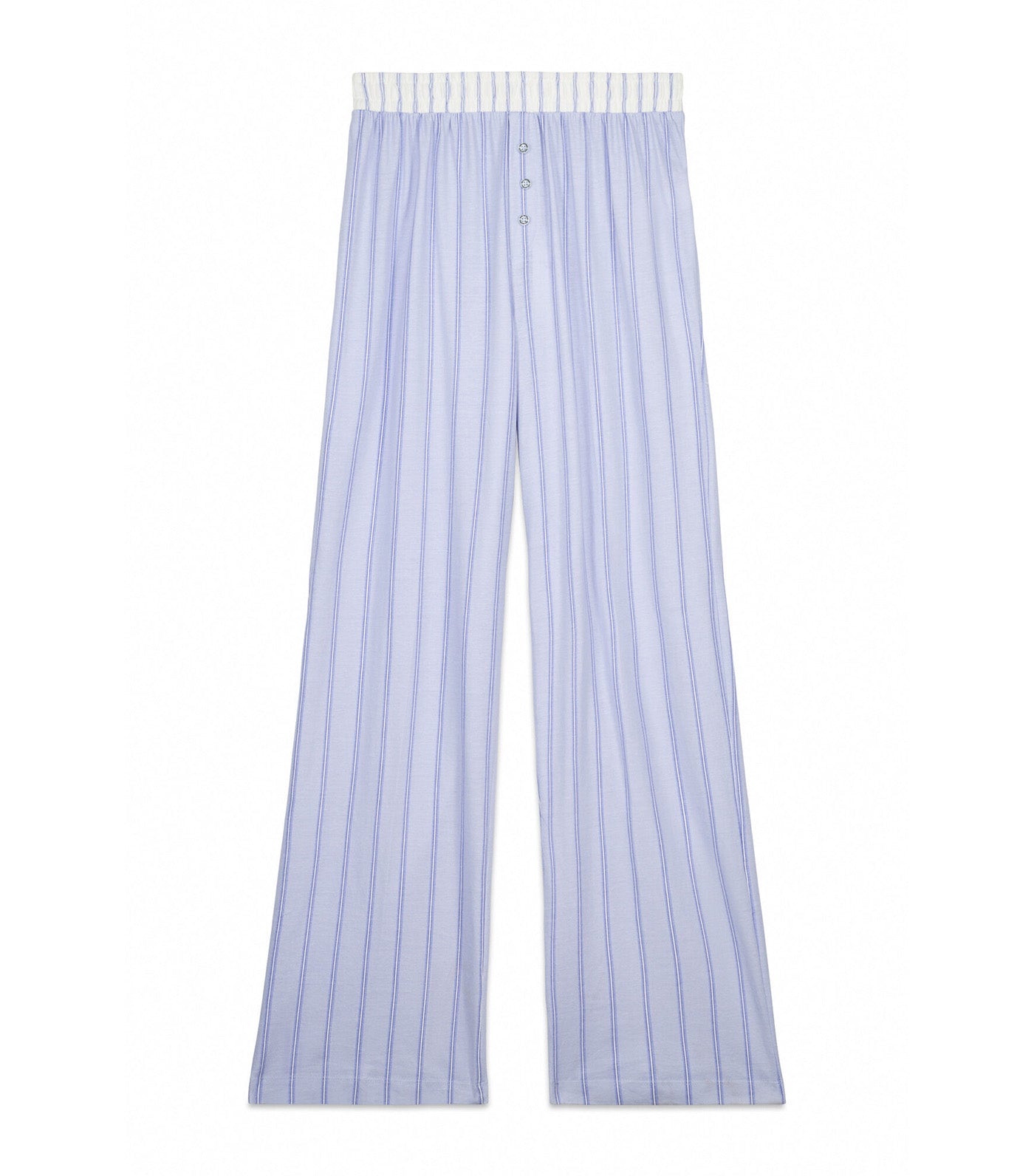 Striped Cotton Long Trousers Blue