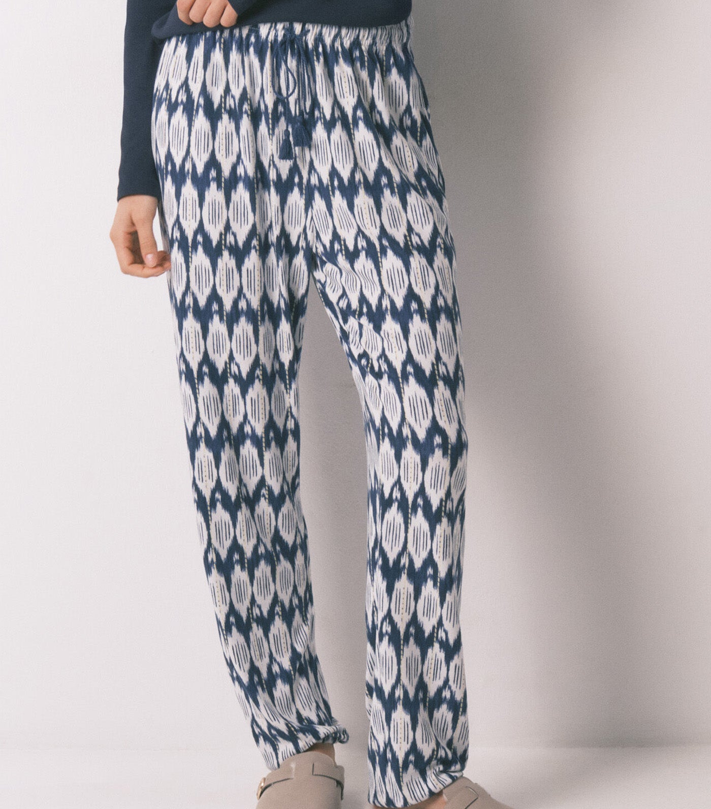 Boho Print Long Trousers Blue