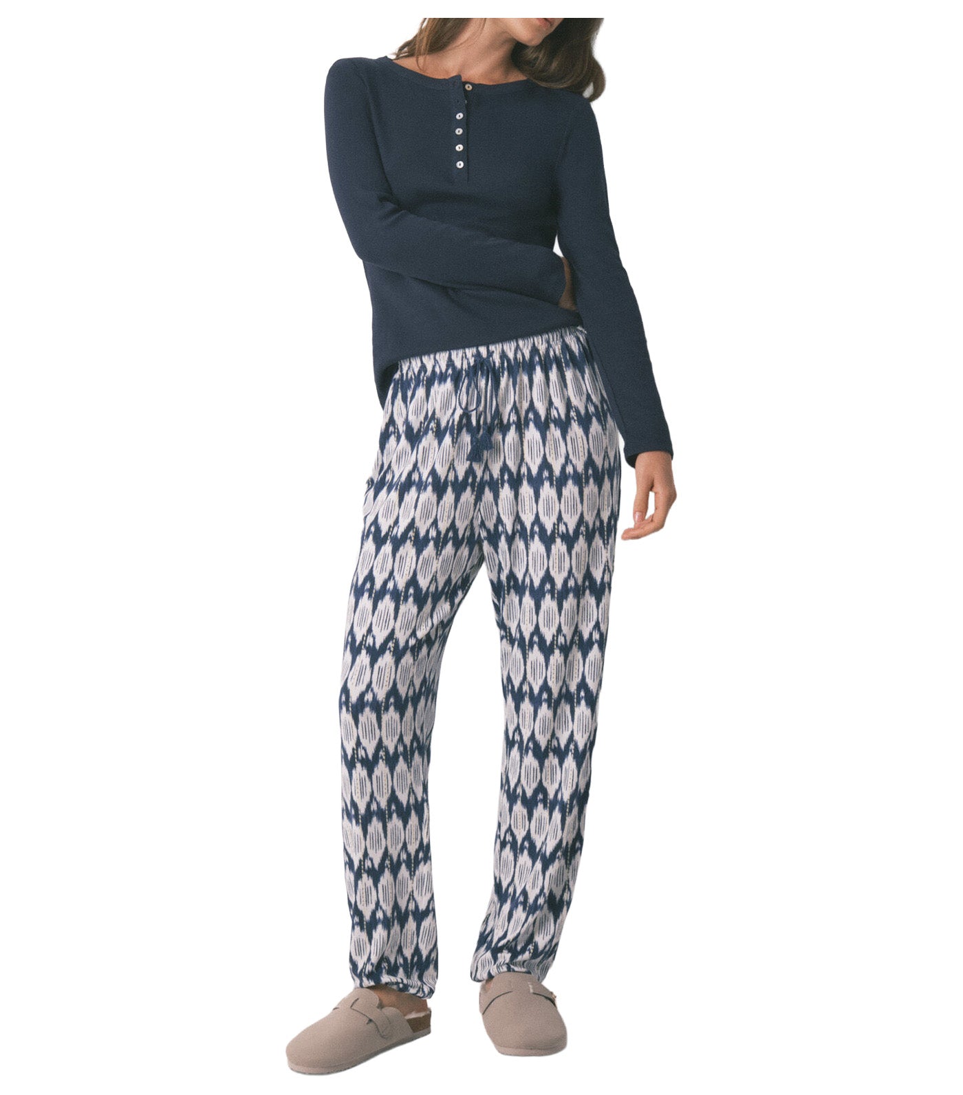 Boho Print Long Trousers Blue