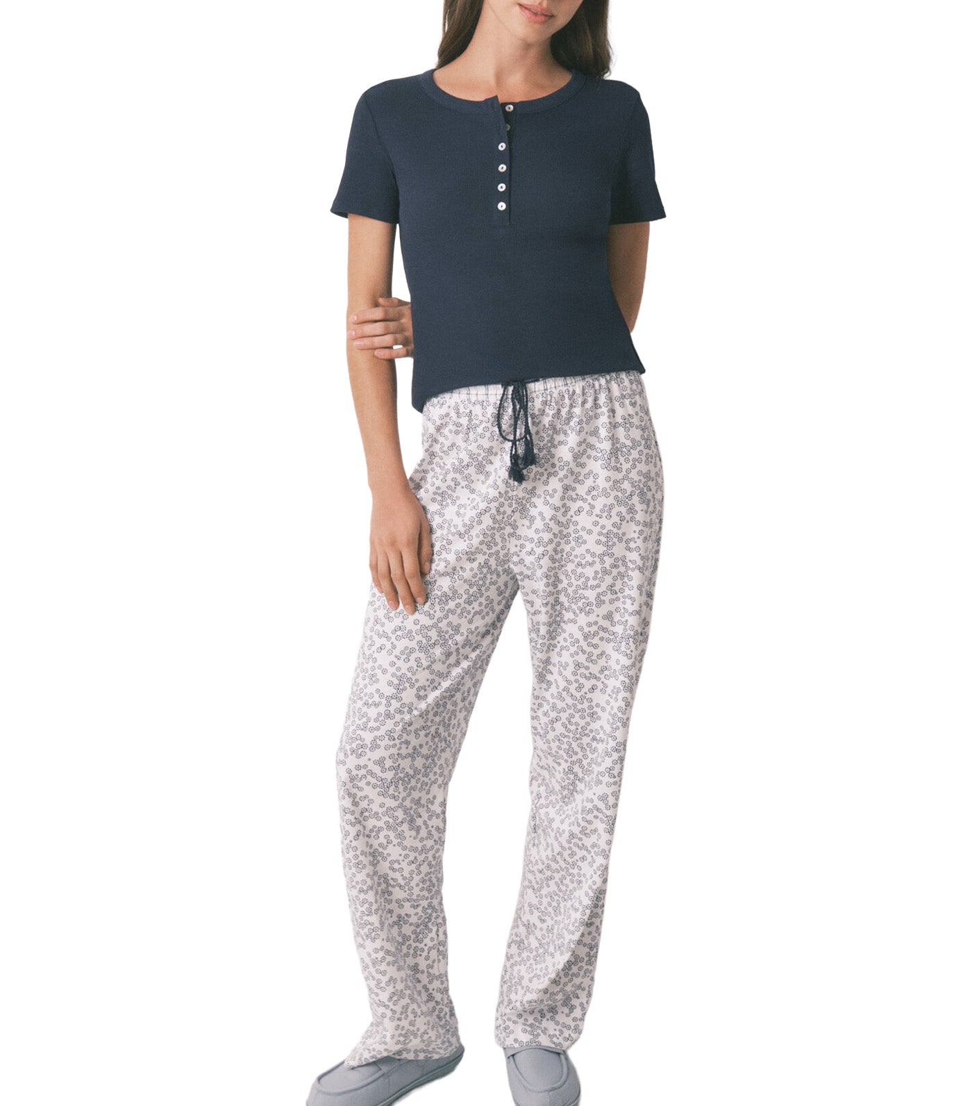 Floral Print Cotton Long Trousers