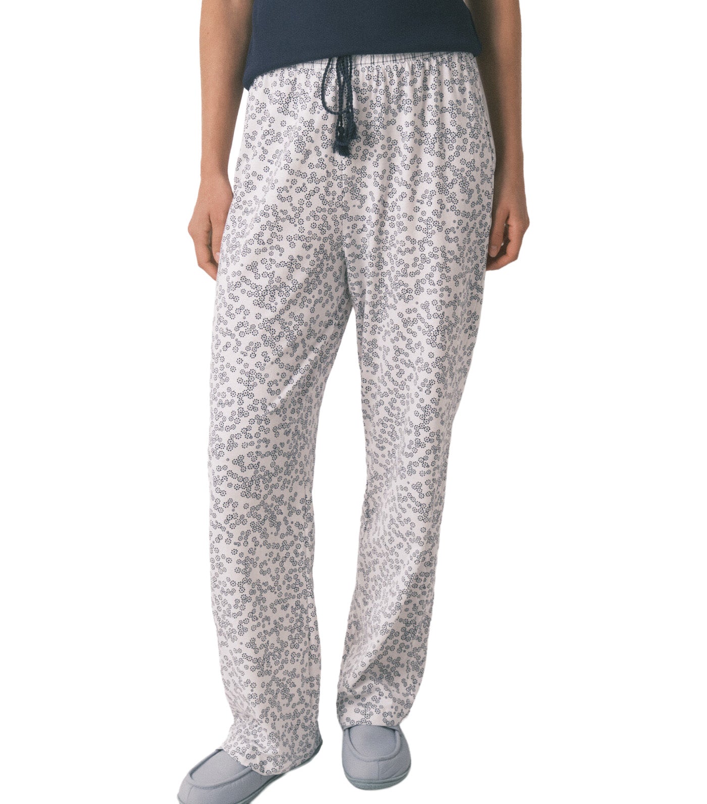 Floral Print Cotton Long Trousers