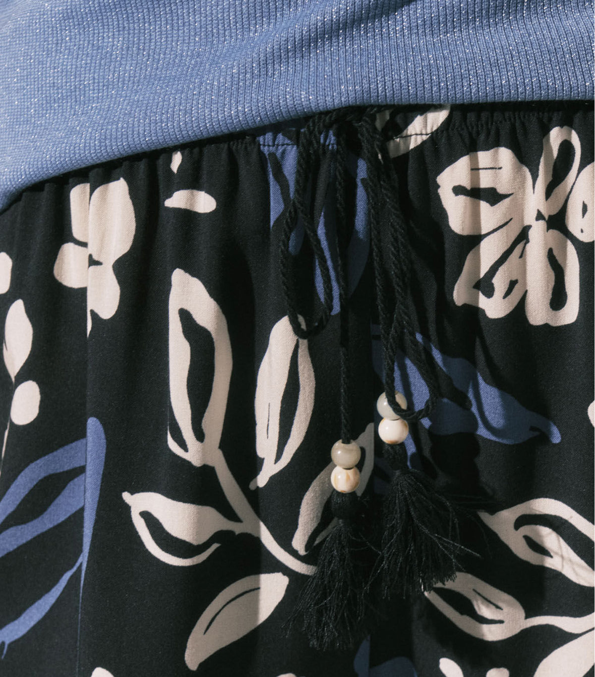 Floral Print Long Trousers Blue