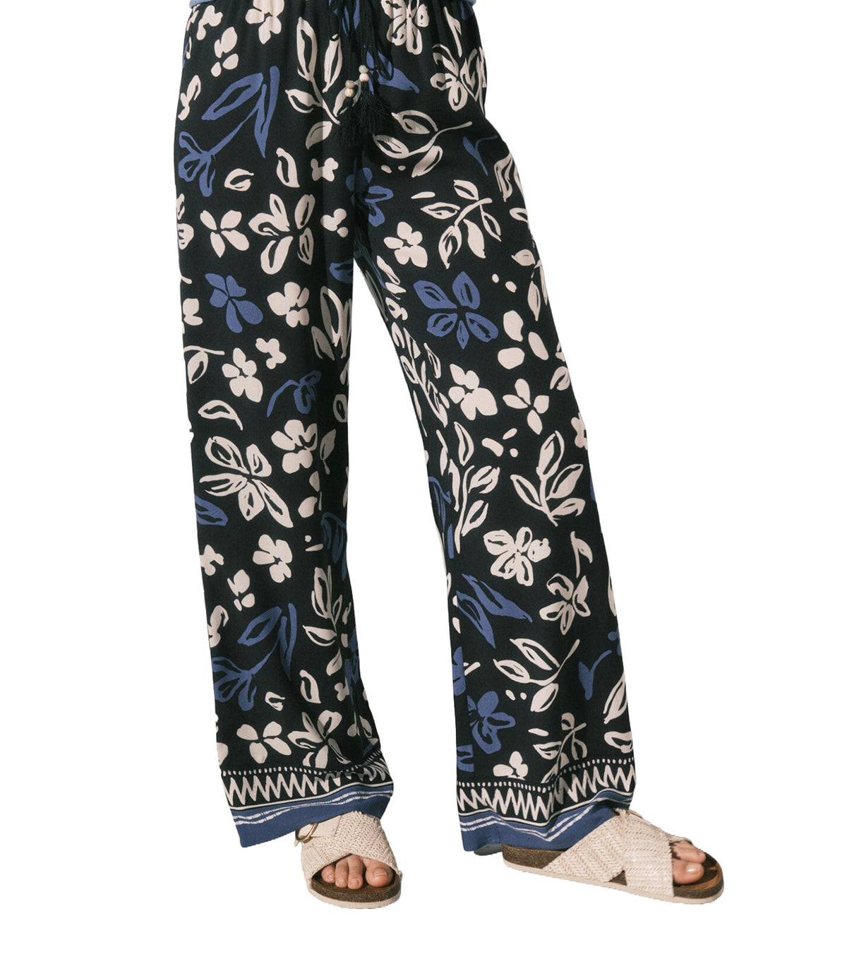 Floral Print Long Trousers Blue