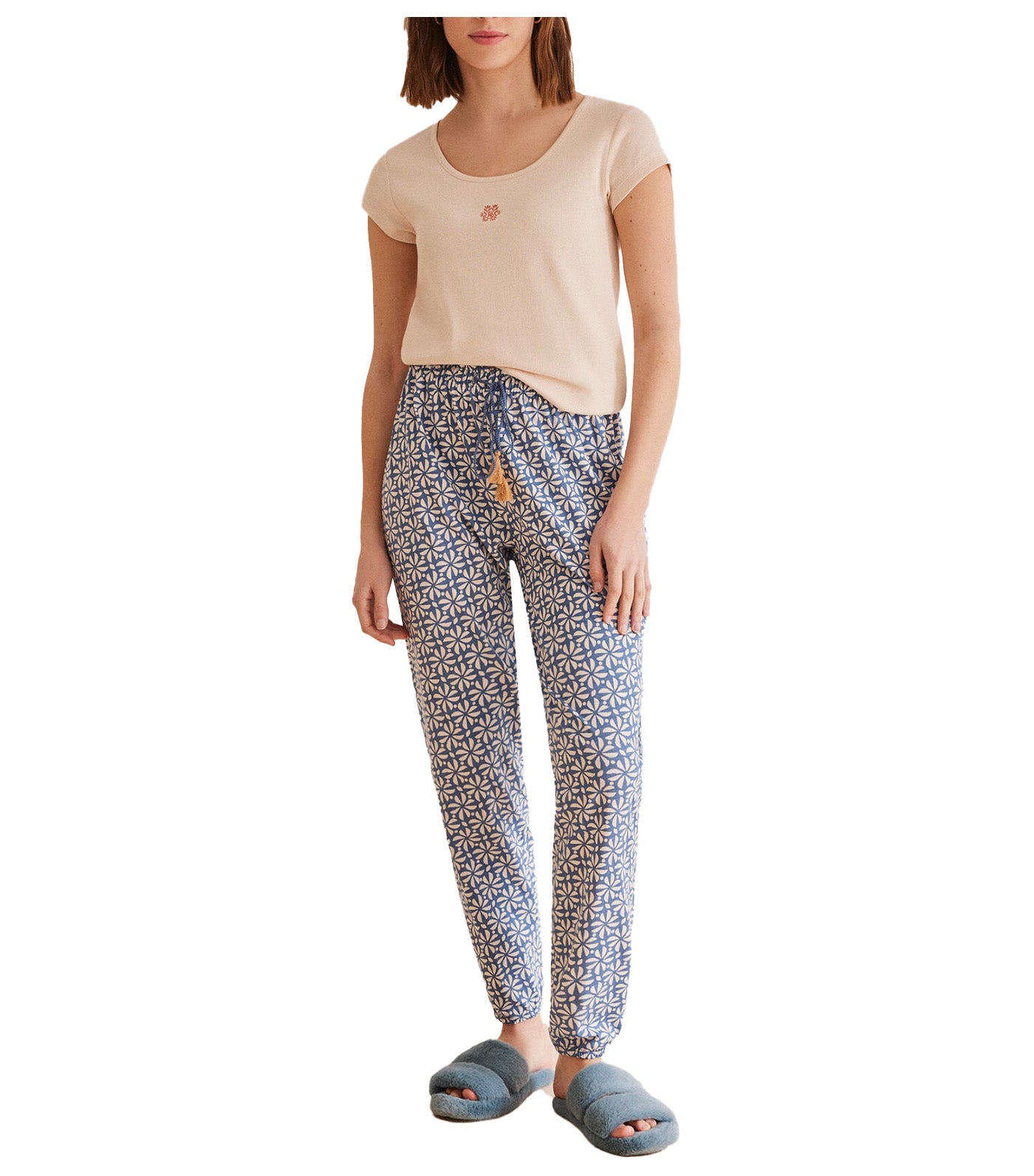 Long Printed Pyjama Bottoms Blue