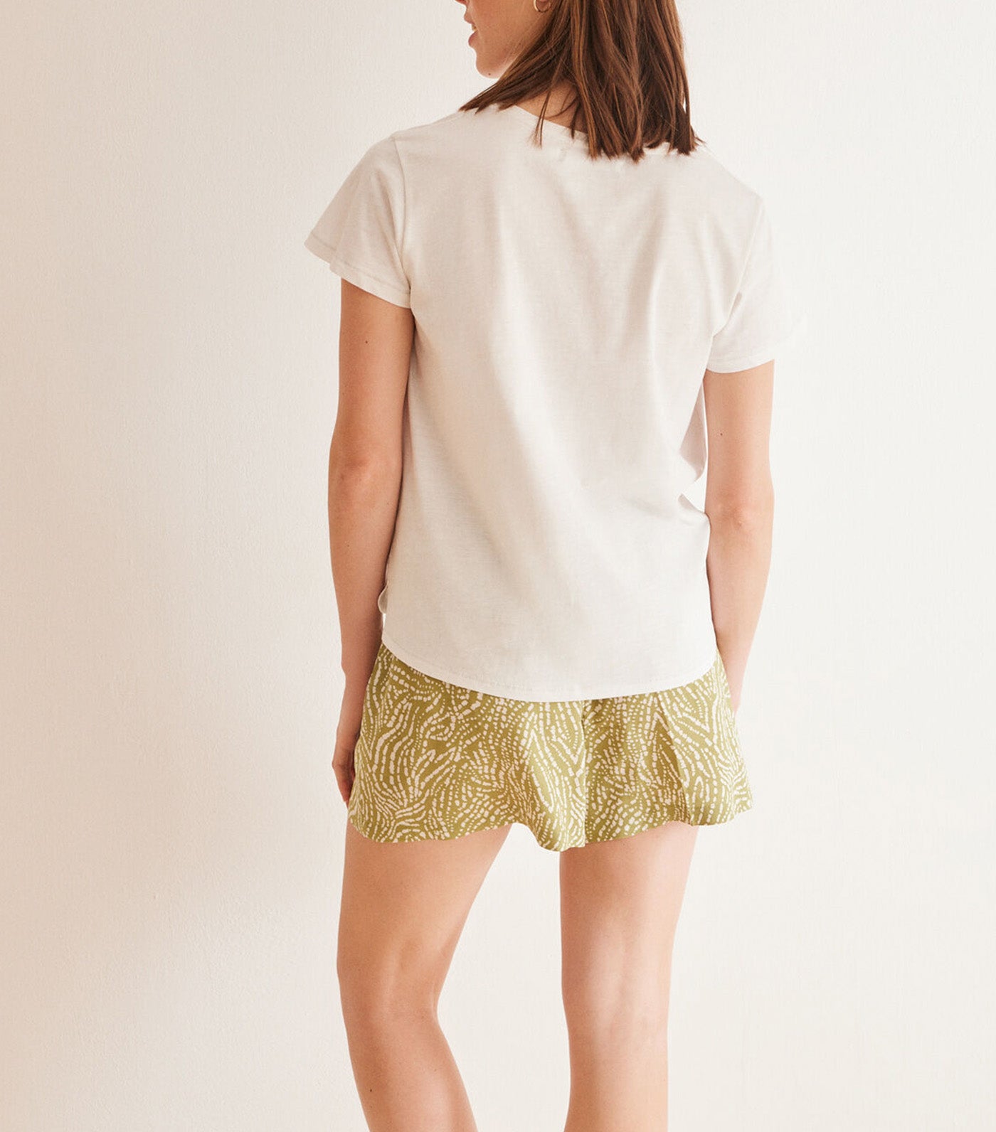 Green Ethnic Print Shorts