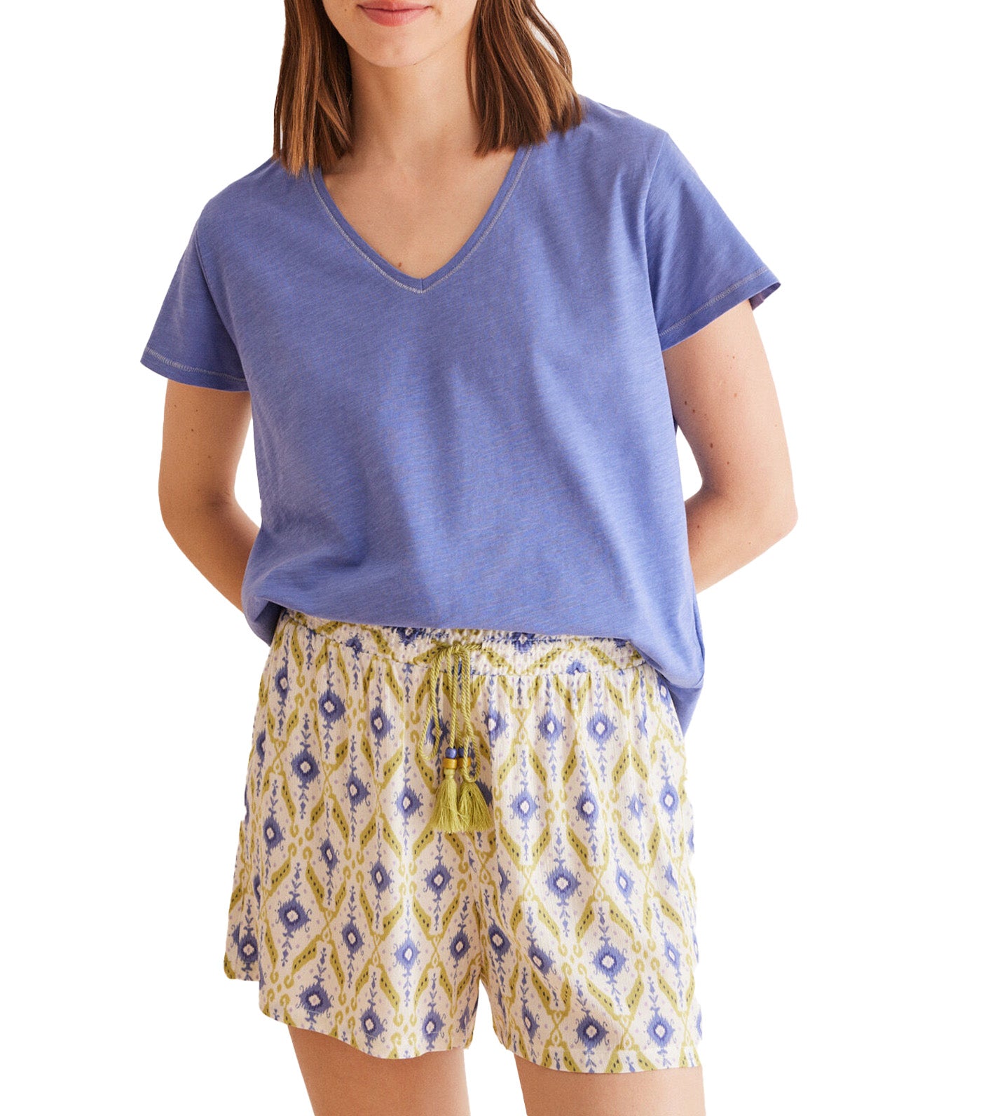 Ikat Geometric Print Shorts