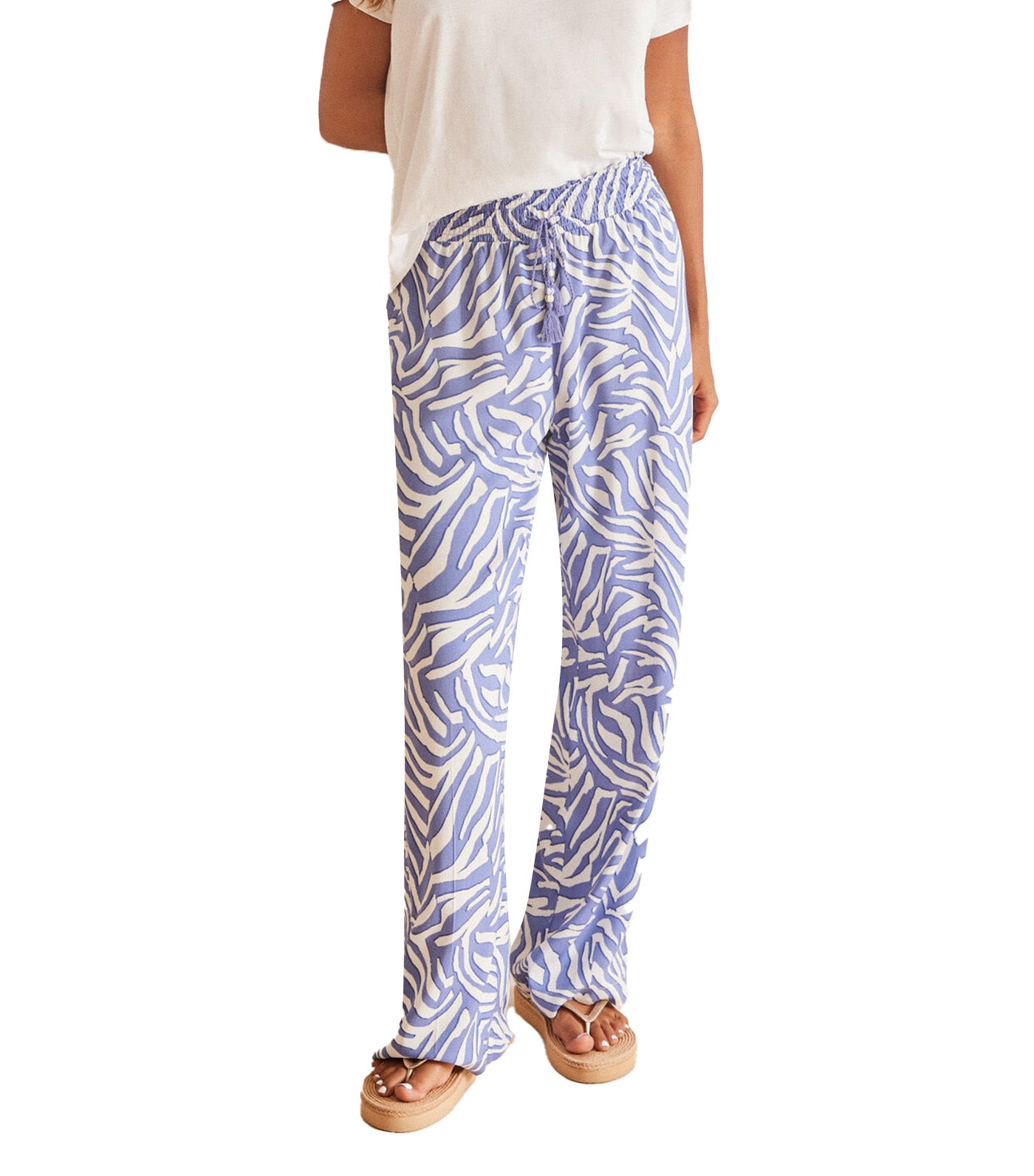 Zebra Print Trousers Blue