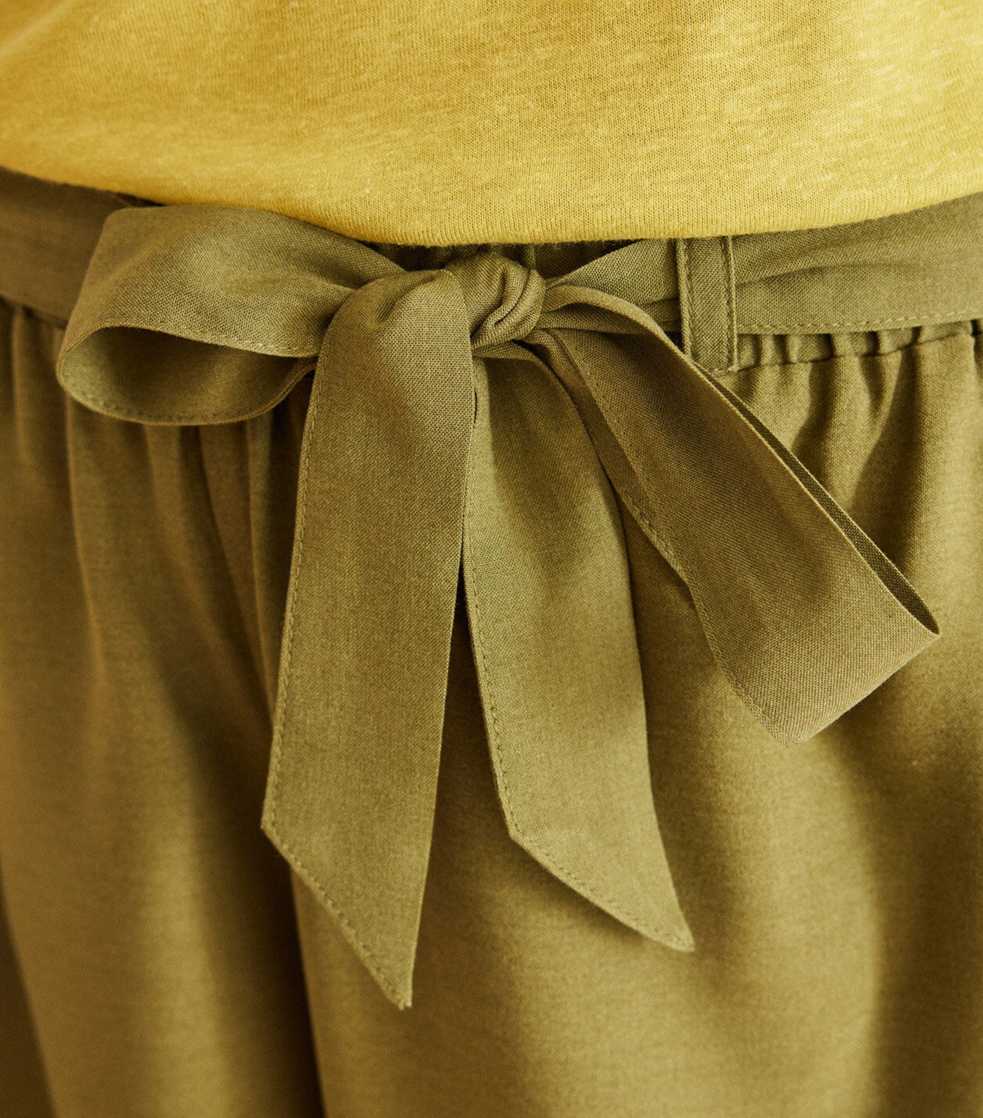 Leaf Print Viscose Shorts Khaki