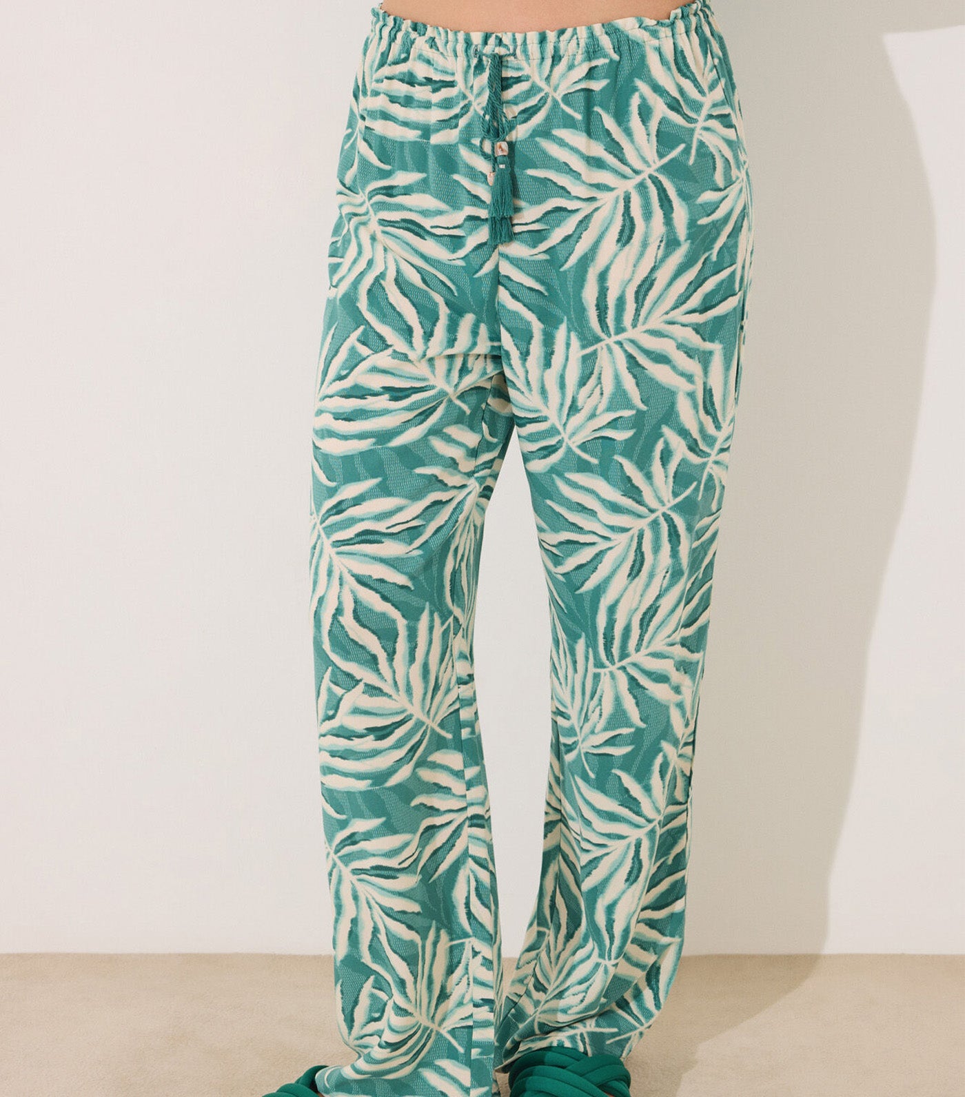 Viscose Trouser Green Leaf Print