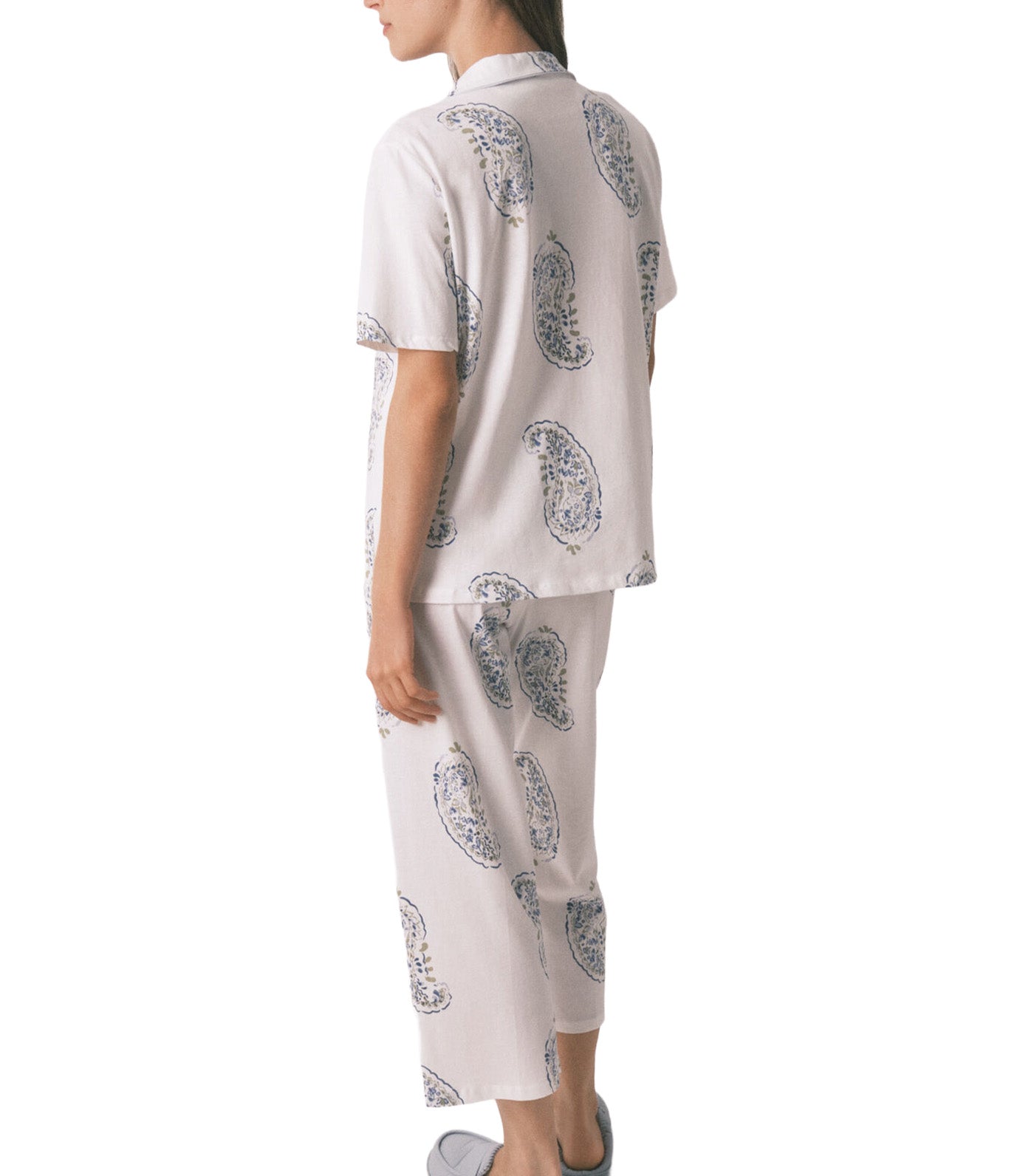 Cotton Paisley Classic Pajamas White