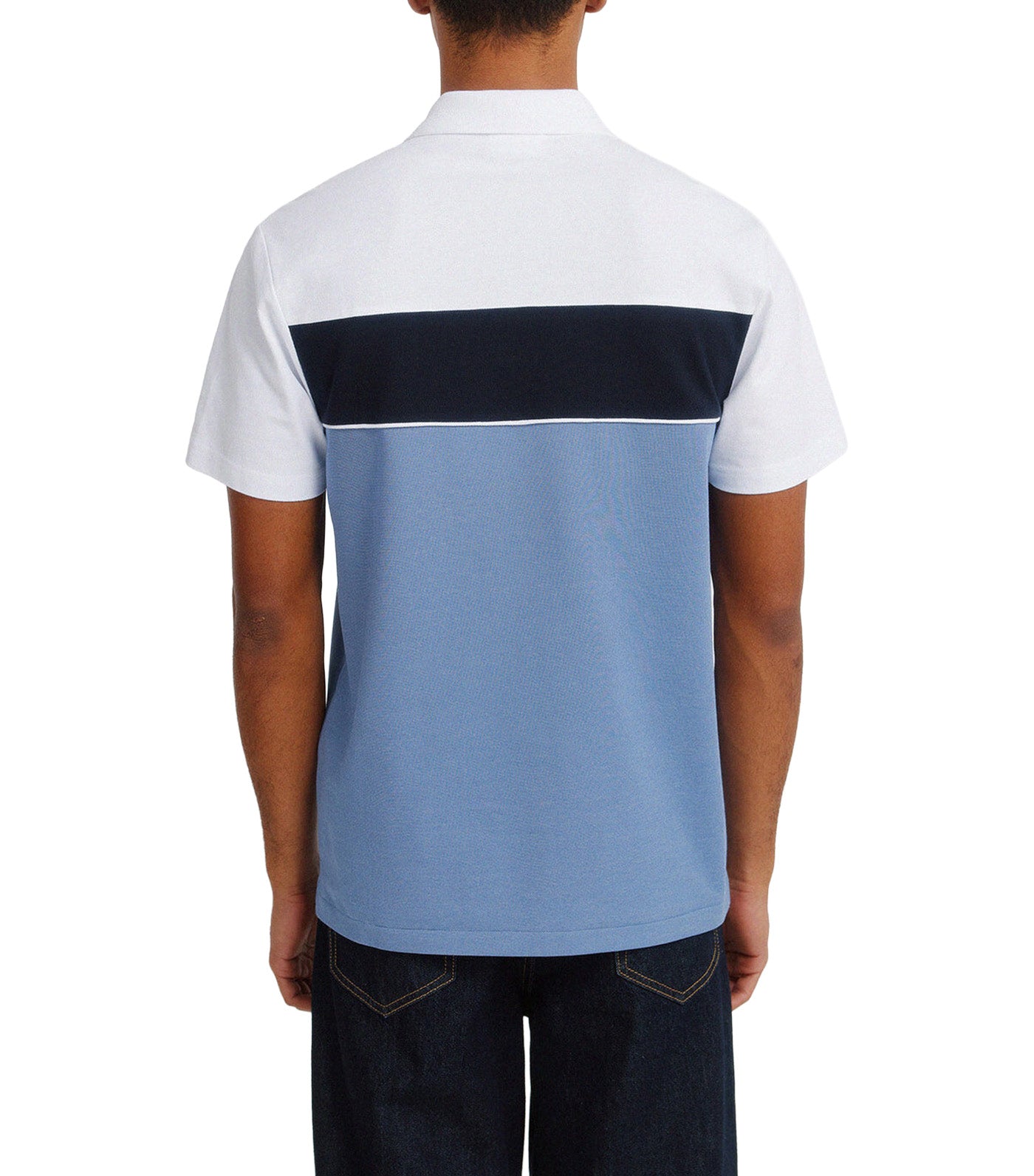 Springfield Slim Fit Color Block Piqué Polo Shirt Medium Blue