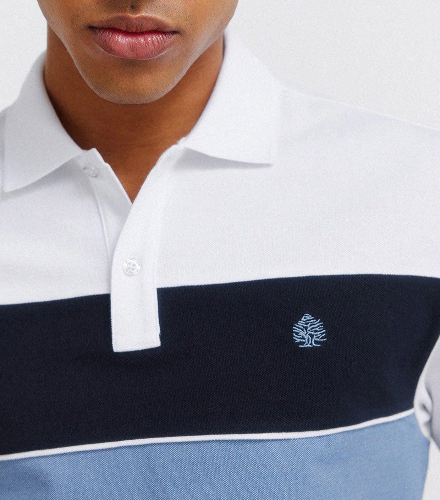 Springfield Slim Fit Color Block Piqué Polo Shirt Medium Blue
