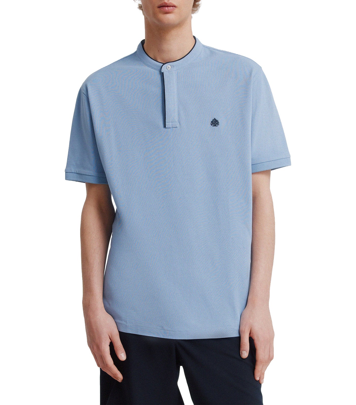 Slim Fit Polo Shirt with Mandarin Collar