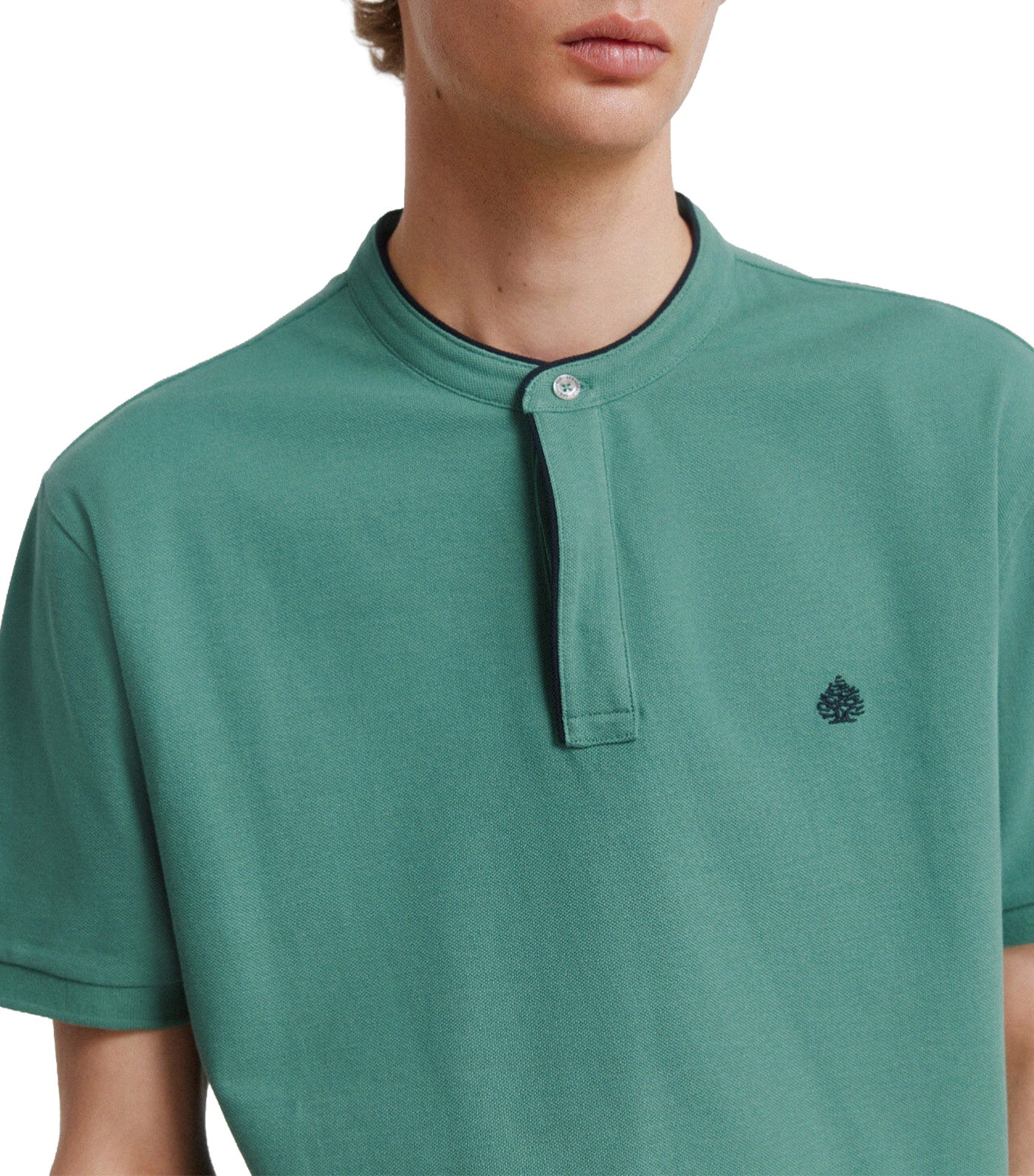 Slim Fit Polo Shirt with Mandarin Collar