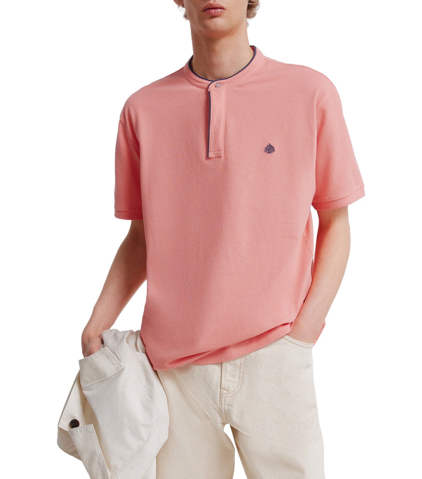 Slim Fit Polo Shirt with Mandarin Collar