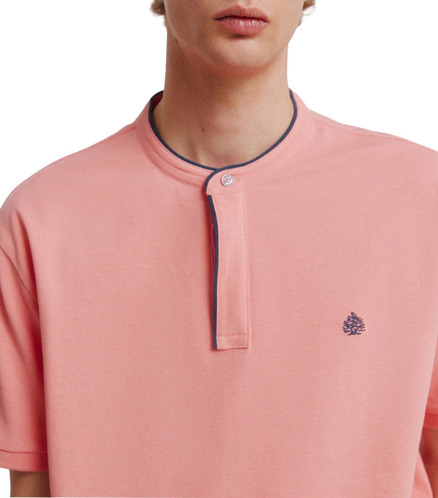 Slim Fit Polo Shirt with Mandarin Collar