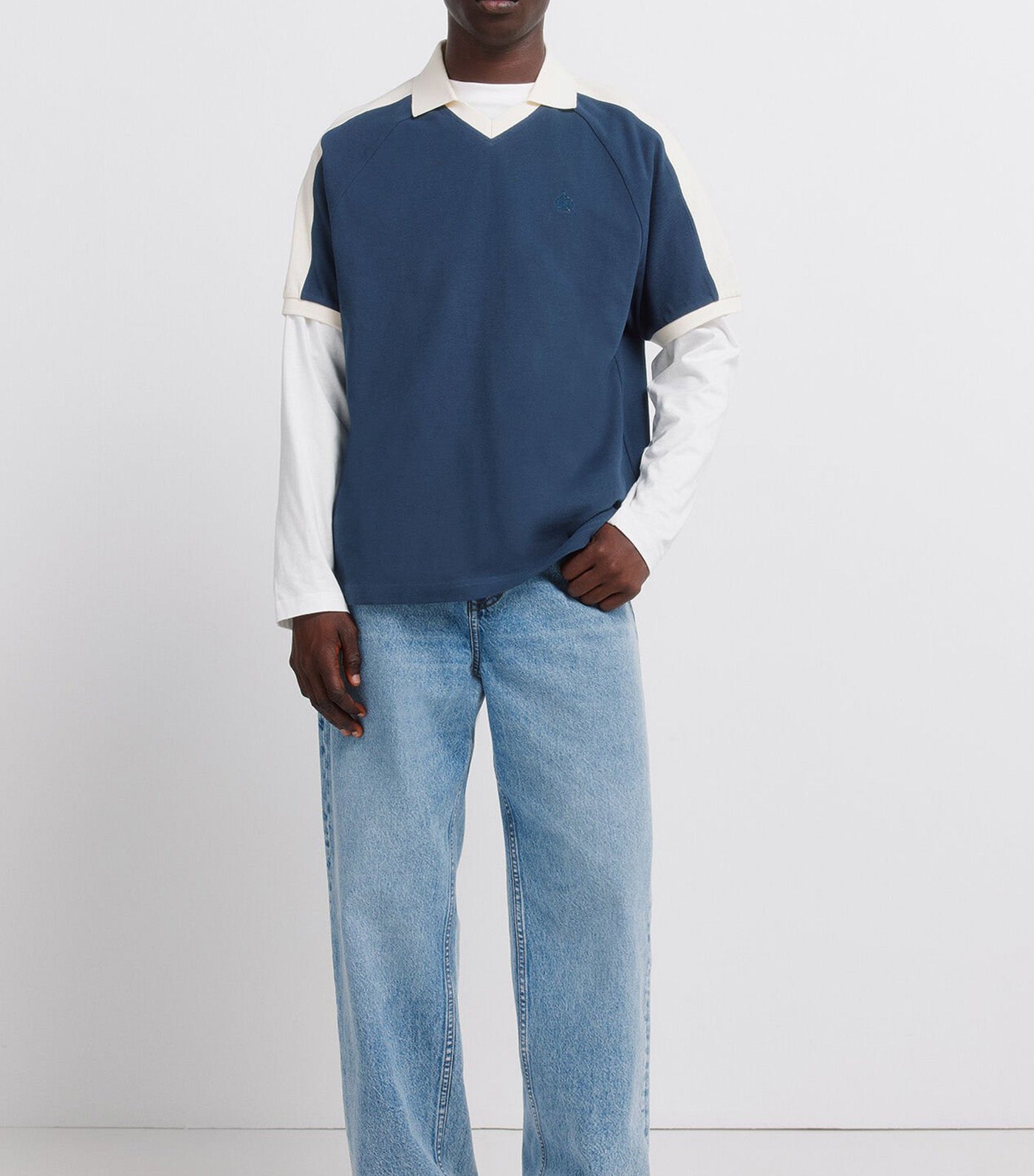 Regular Fit Contrasting Pique Polo Shirt Blue