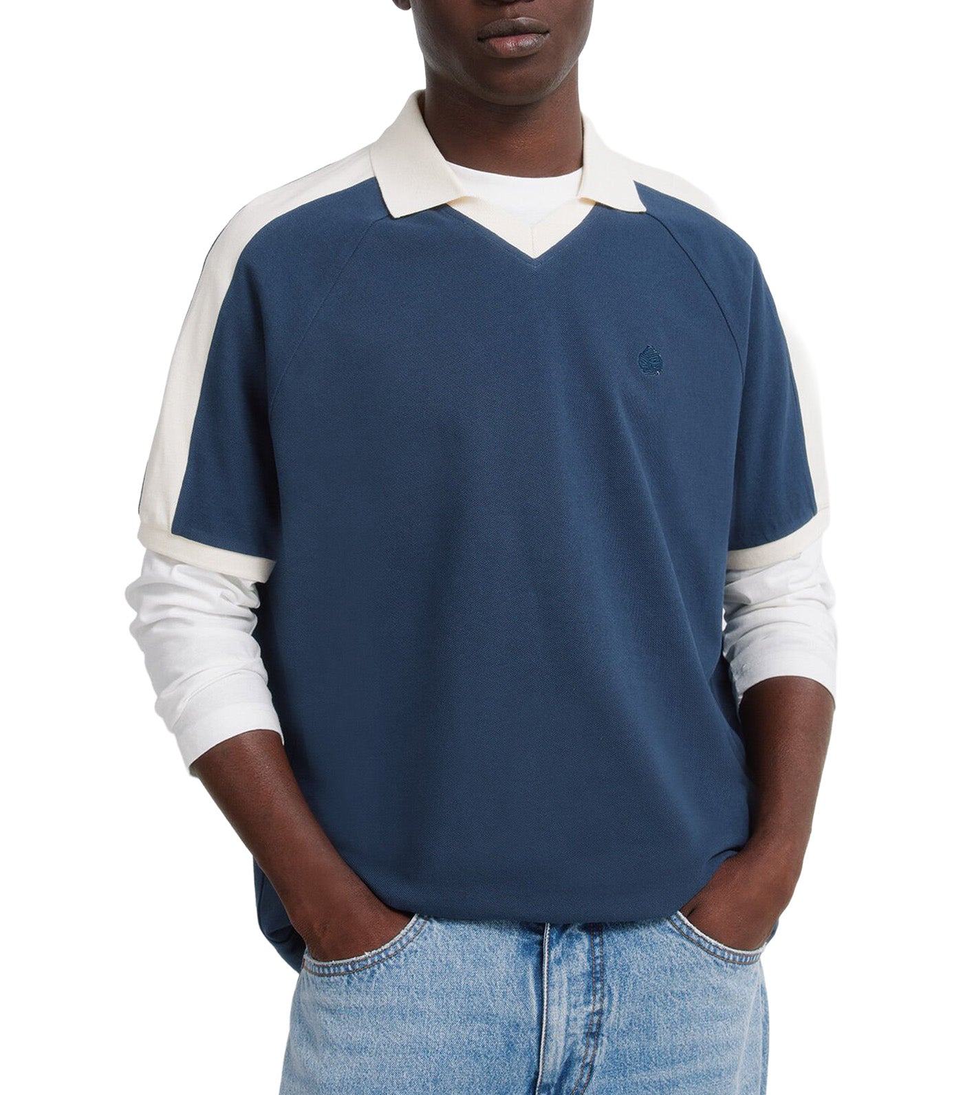 Regular Fit Contrasting Pique Polo Shirt Blue