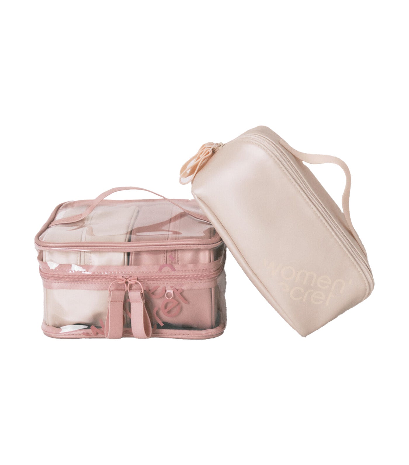 Pack of 3 Metallic Rubber Toiletry Bags Pink