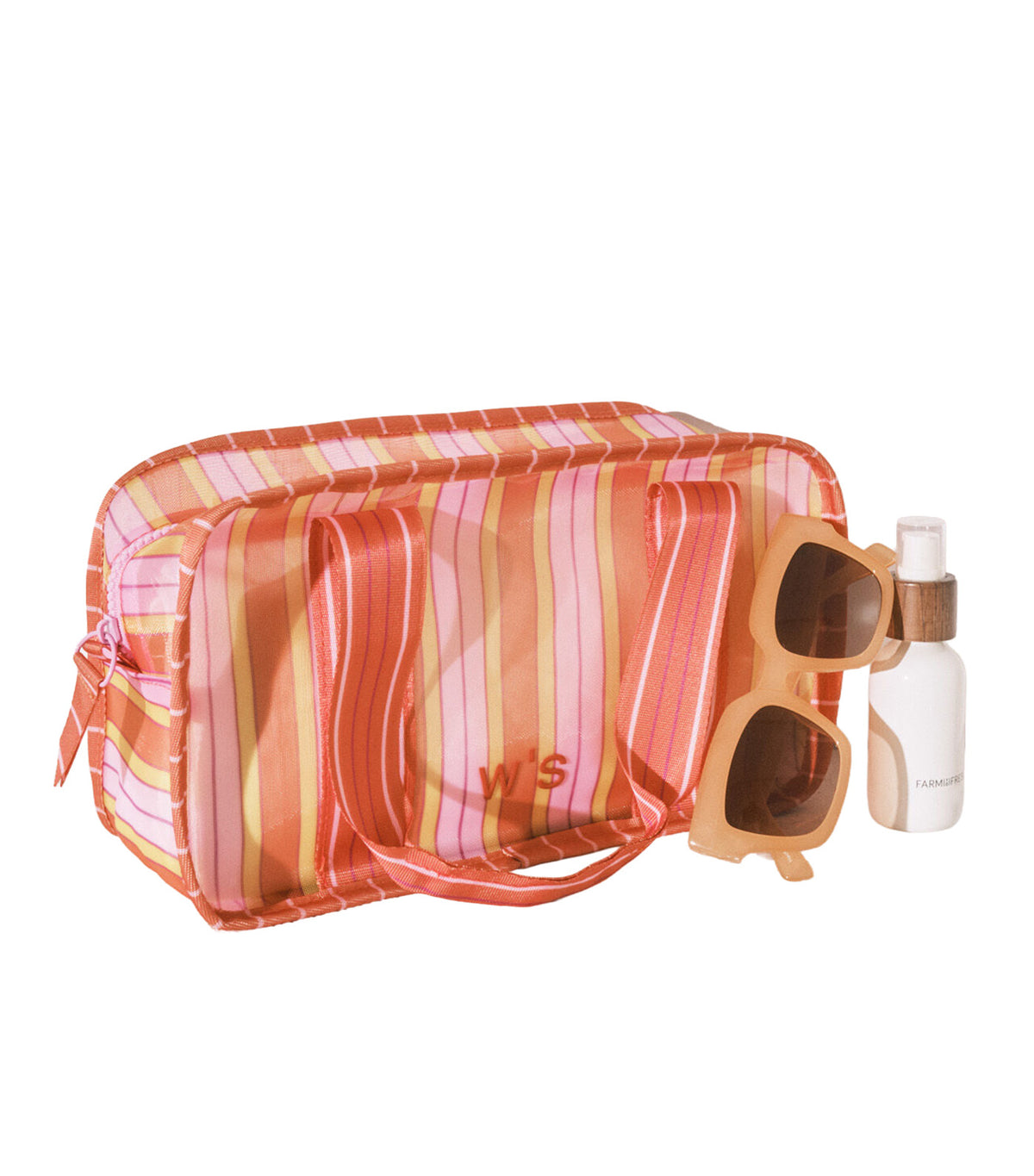 Striped Mesh Medium Vanity Case Multi