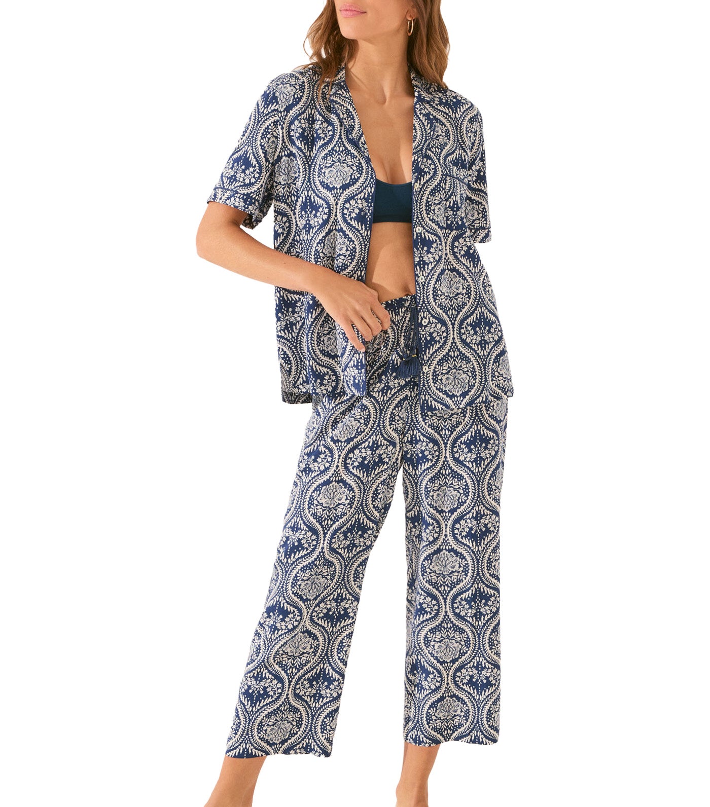 Capri Allover Print Classic Pajamas Blue