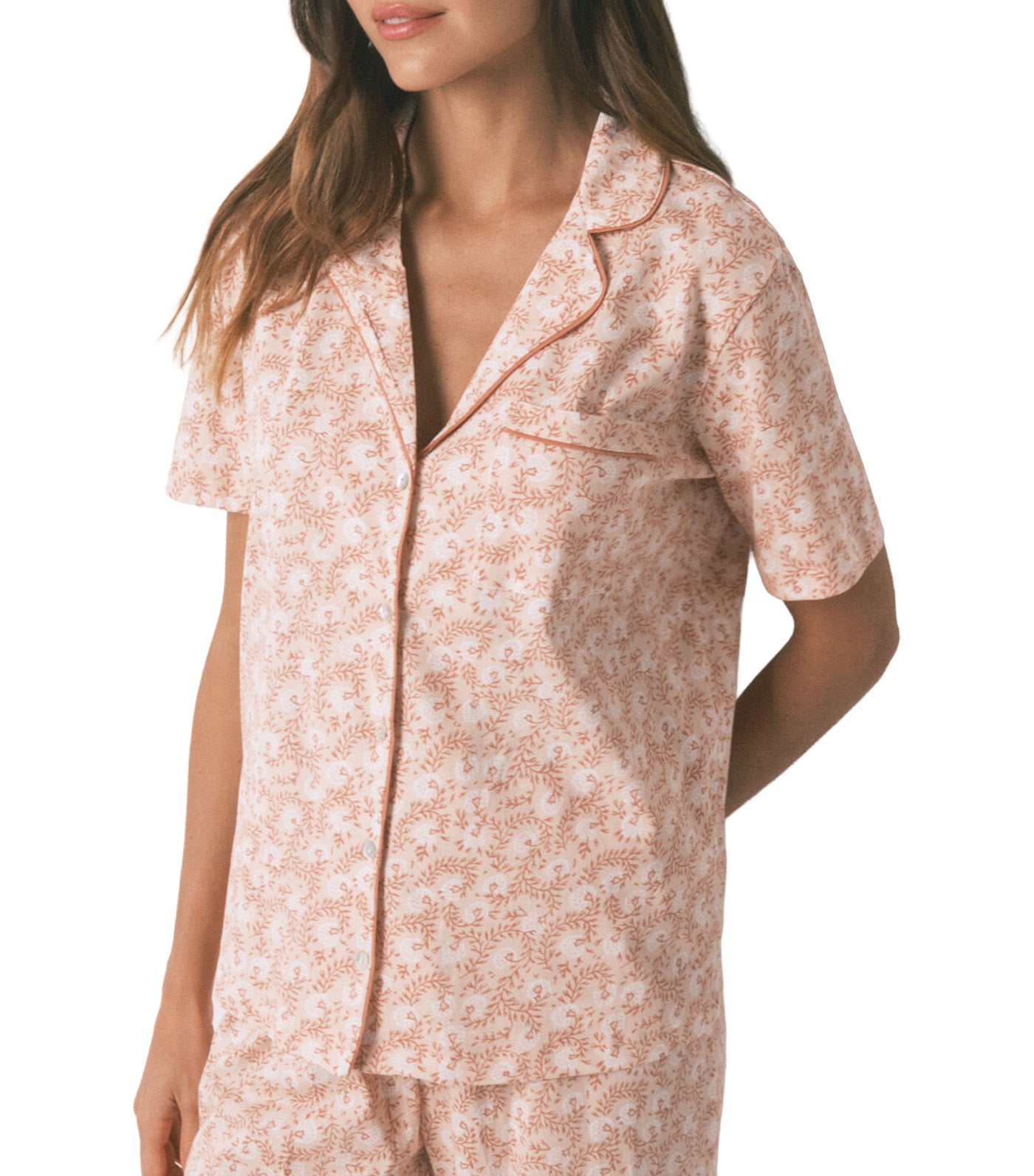 Floral Shirt-Style Pajamas Orange