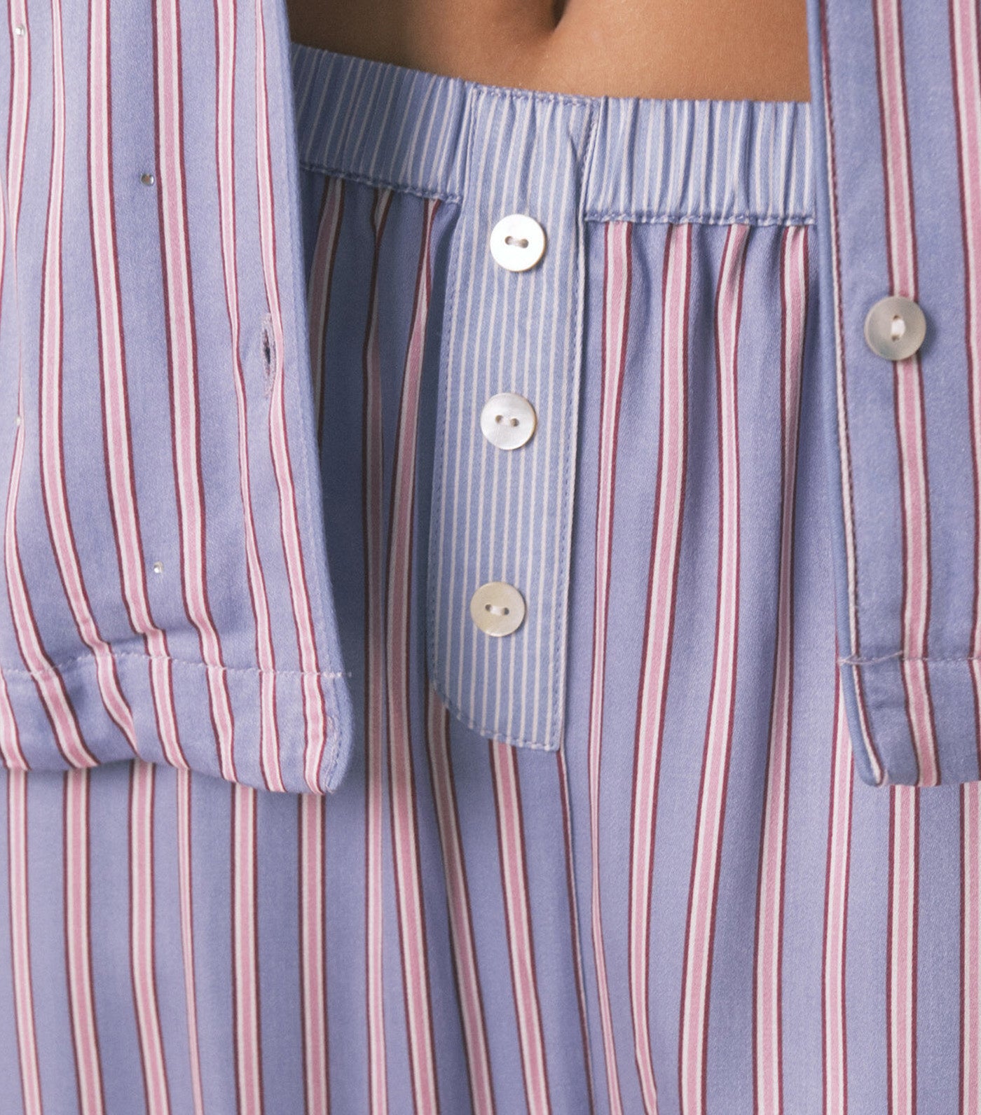 Long Satin Striped Print Shirt Pajamas Purple