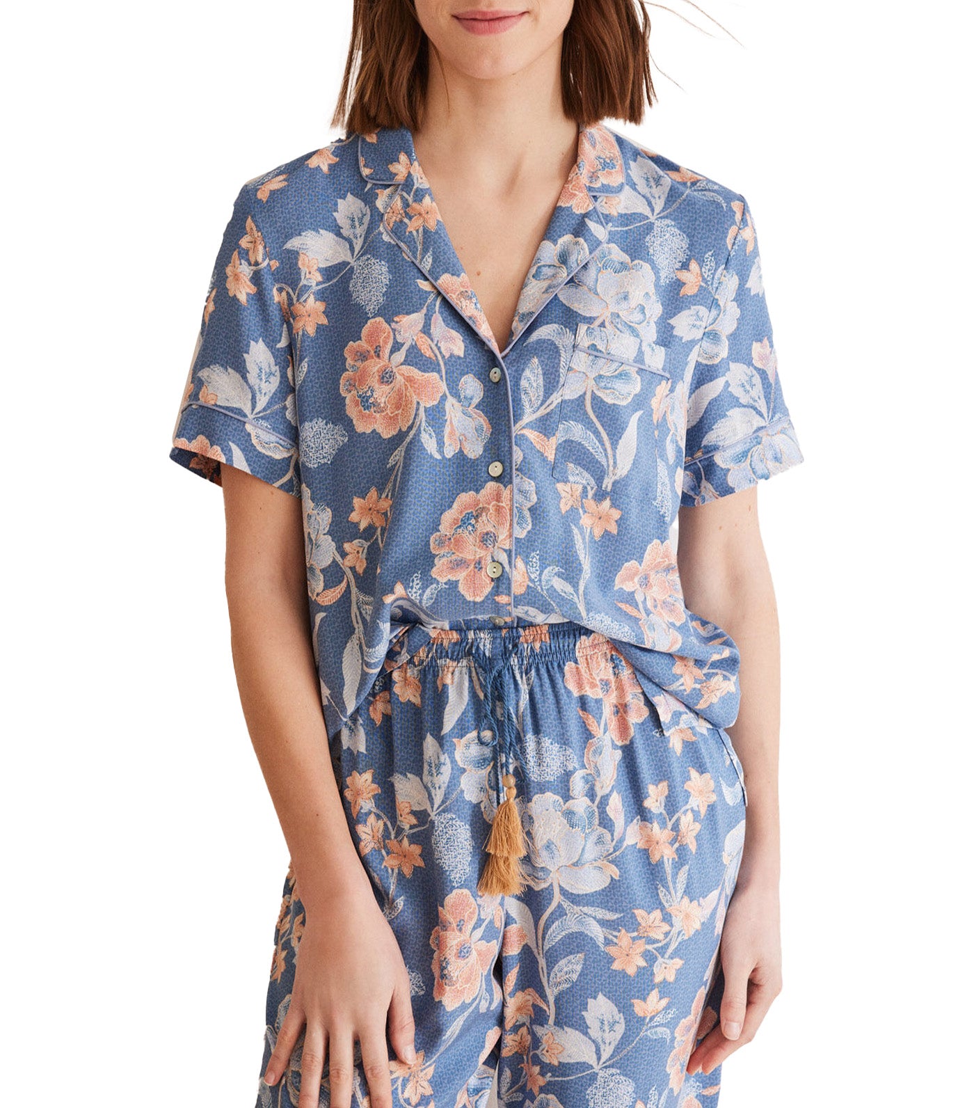 Floral Classic Capri Pyjamas Blue