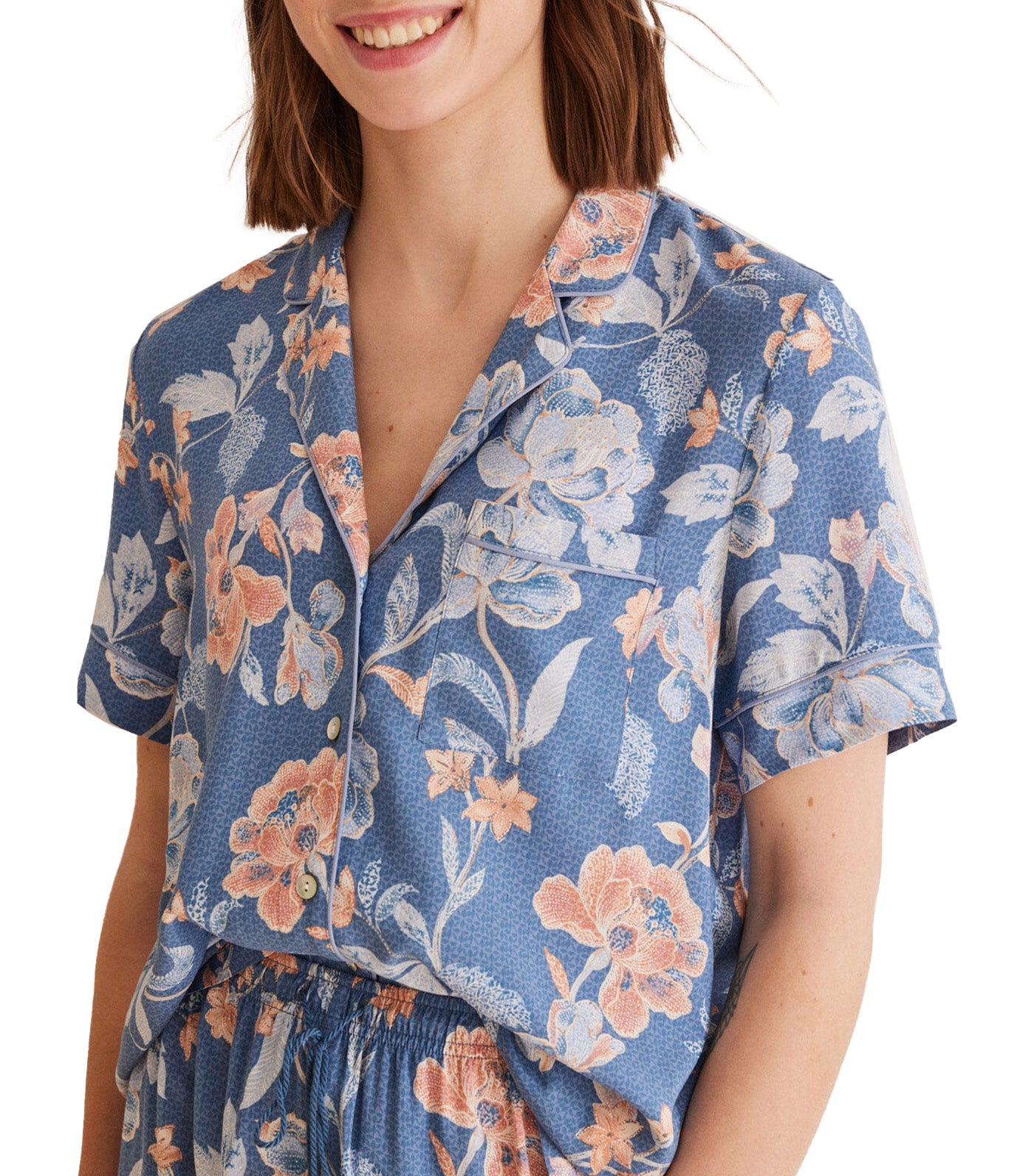 Floral Classic Capri Pyjamas Blue
