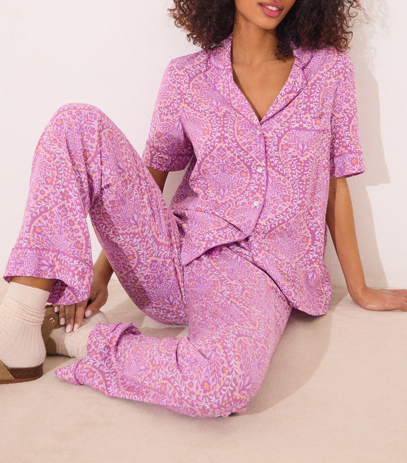 Viscose Boho Print Classic Pajamas Purple/Lilac