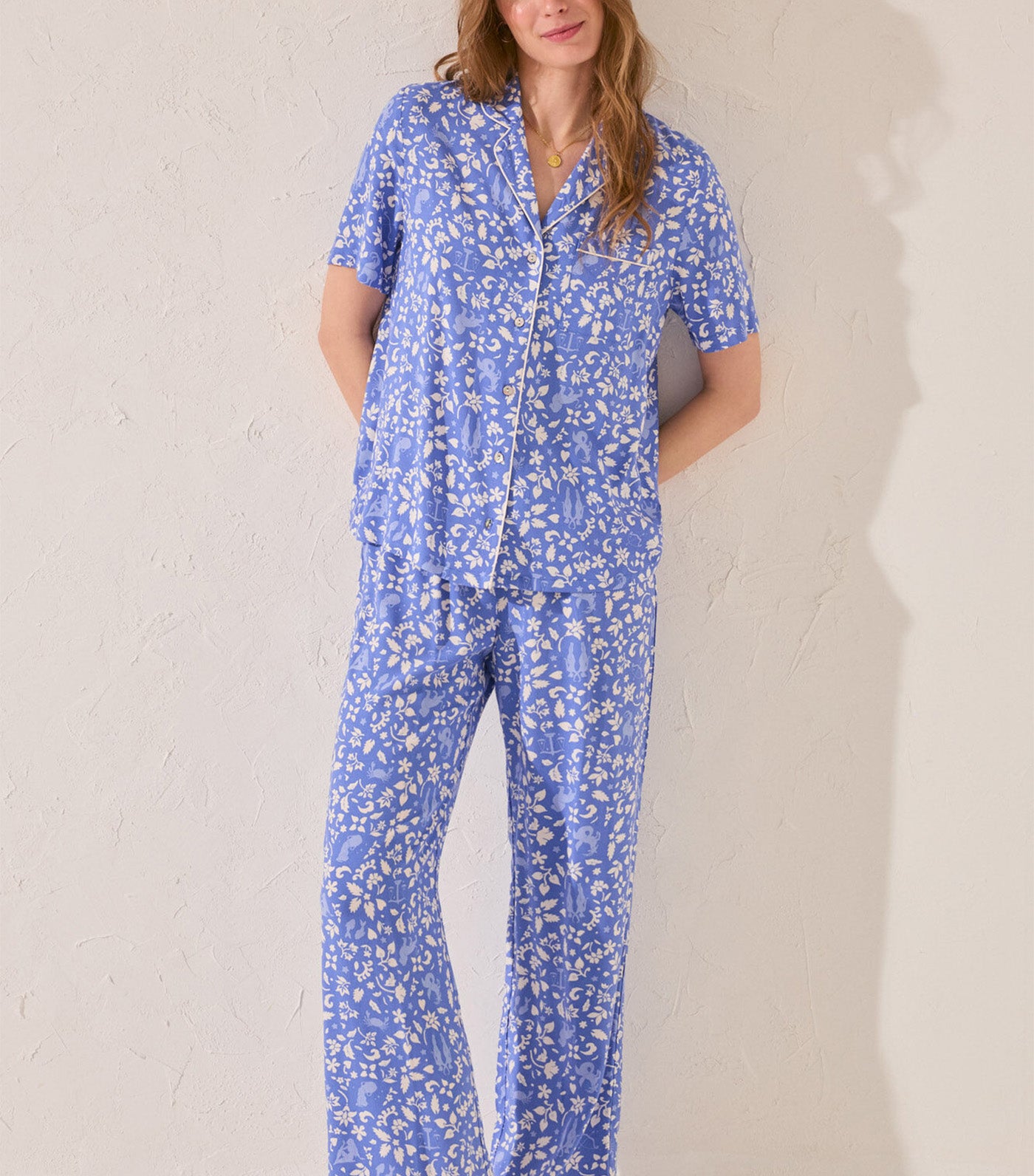 Viscose Classic Pajamas Blue Print