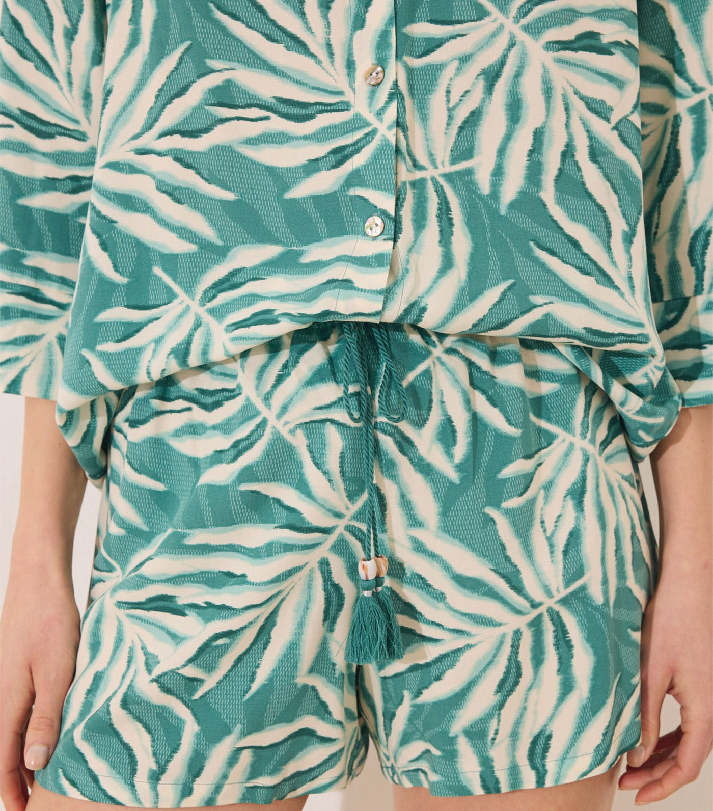 Shirt and Trouser Set Leaf Print