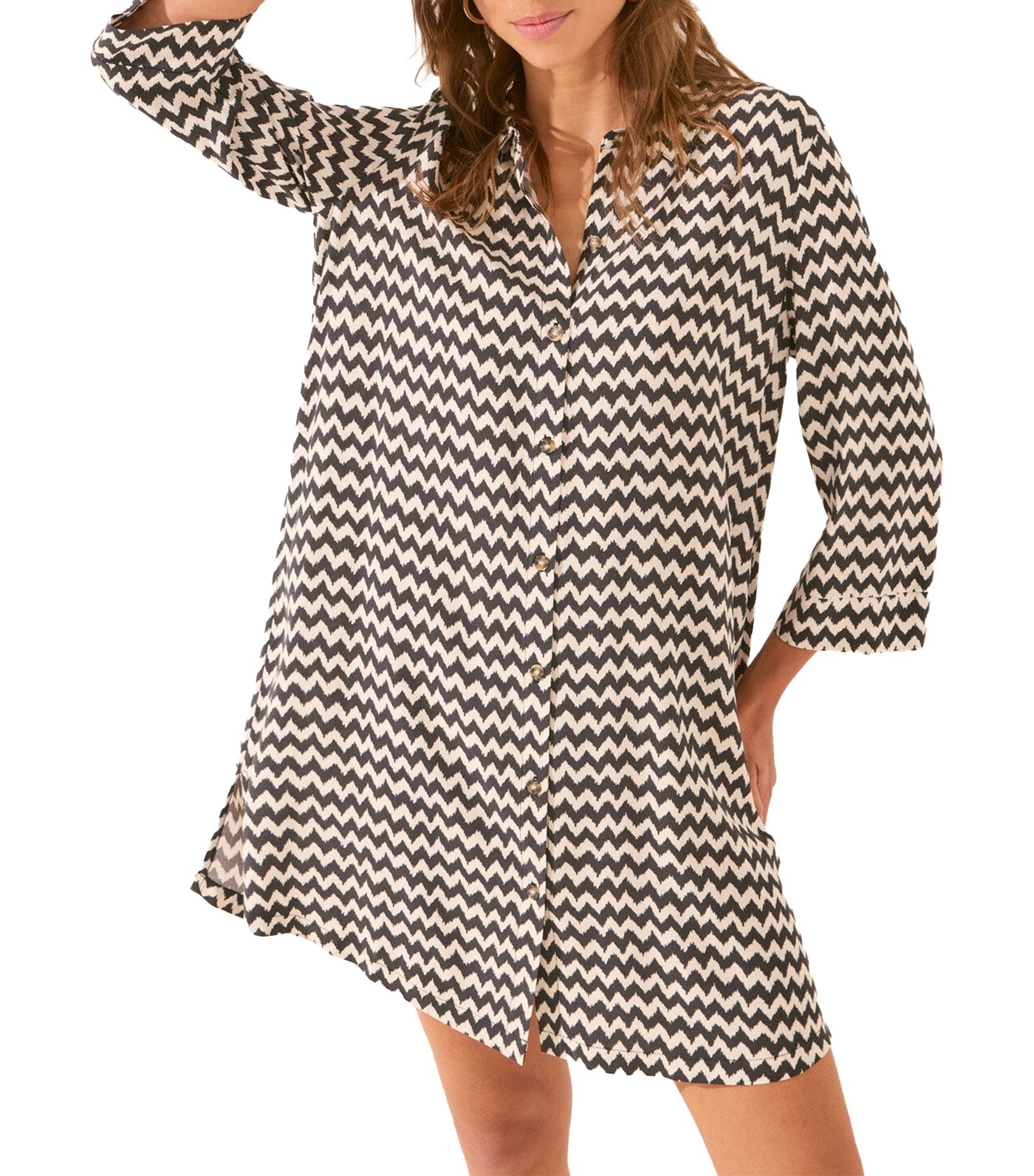 Short Zigzag Print Camisole Black