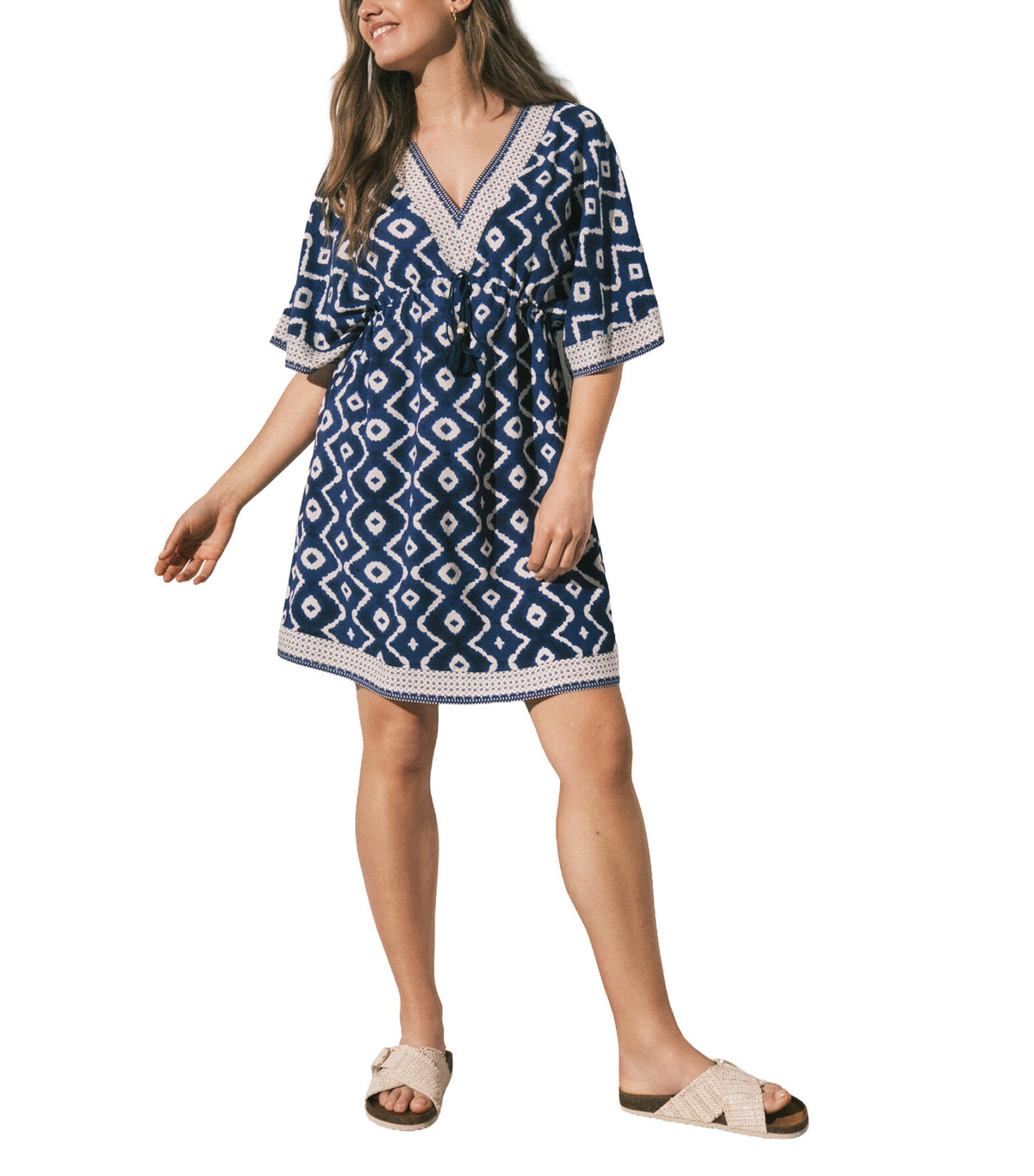 Printed Camisole Short Dress Blue