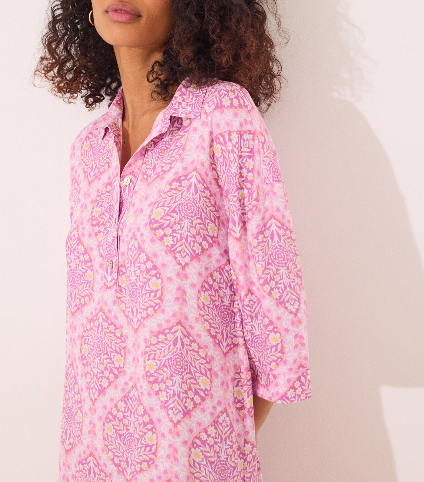 Viscose Camisole with Allover Boho Print Pink