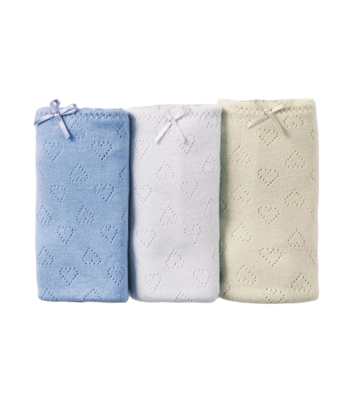 Set of 3 Classic Cotton Panties with Heart-Patterned Ribs