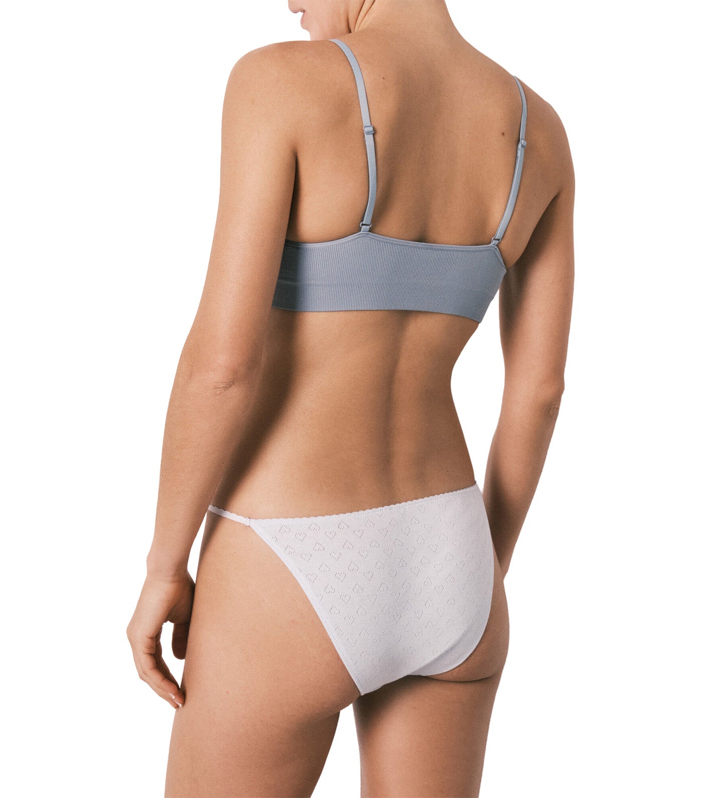 Set of 3 Classic Cotton Panties with Heart-Patterned Ribs