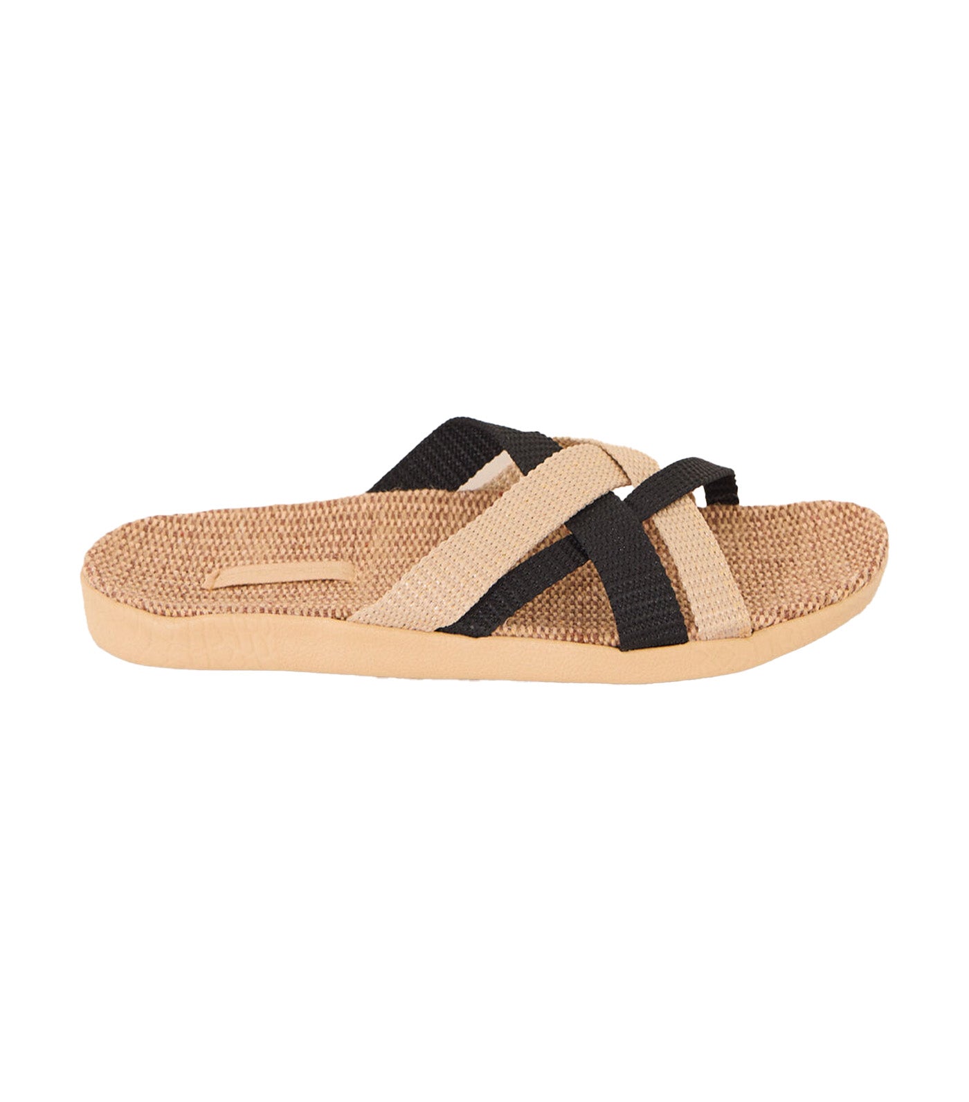 Raffia Sandals with Crisscross Straps Brown