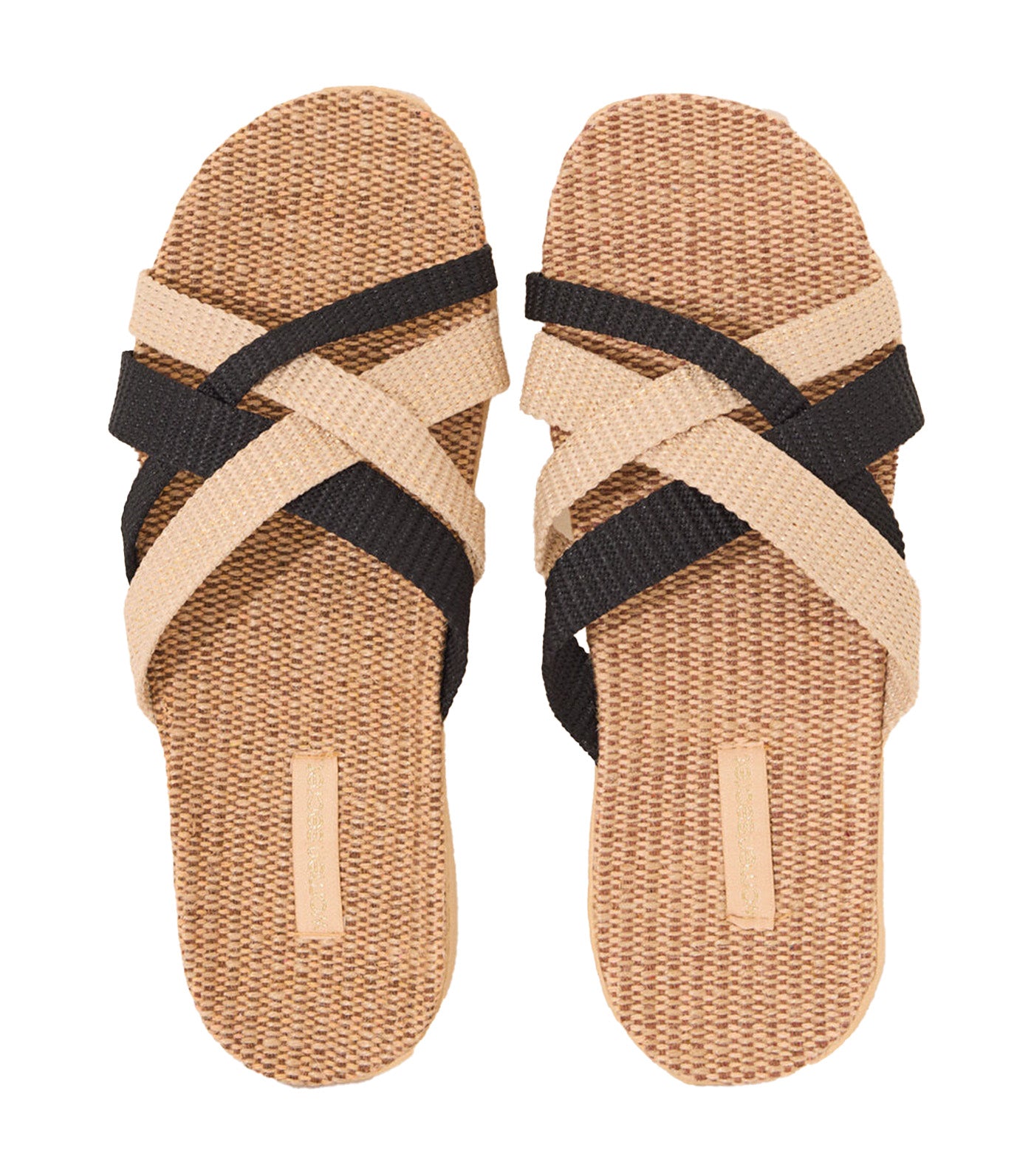 Raffia Sandals with Crisscross Straps Brown