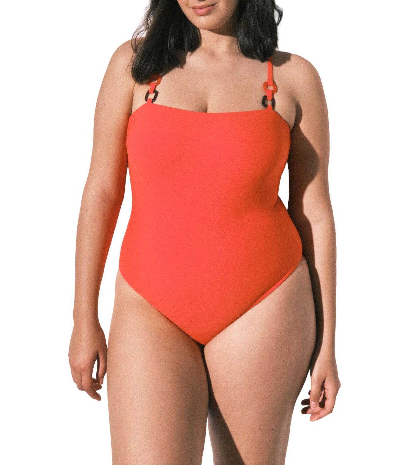 Shaping Swimsuit With A Straight Neckline Orange