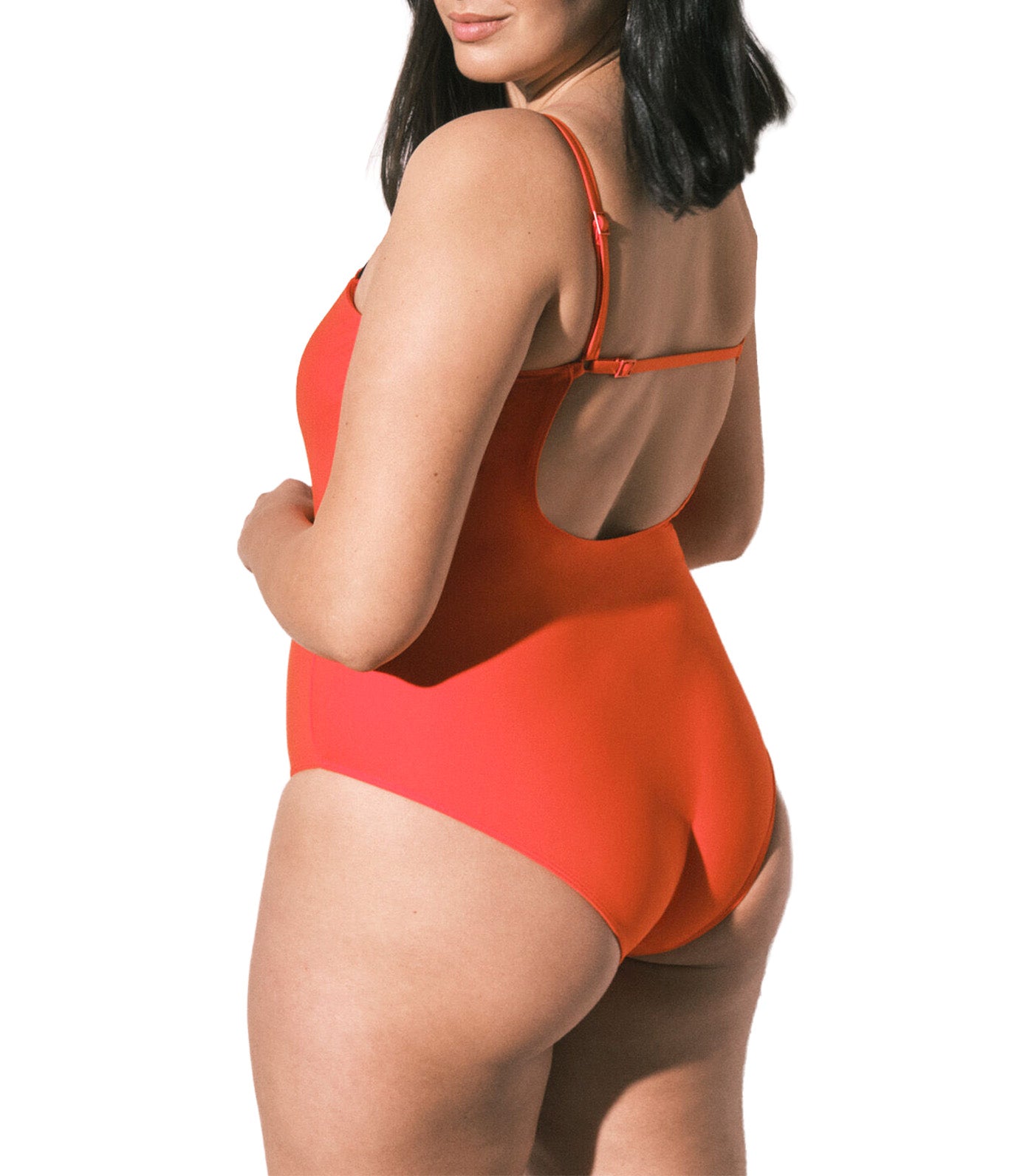 Shaping Swimsuit With A Straight Neckline Orange